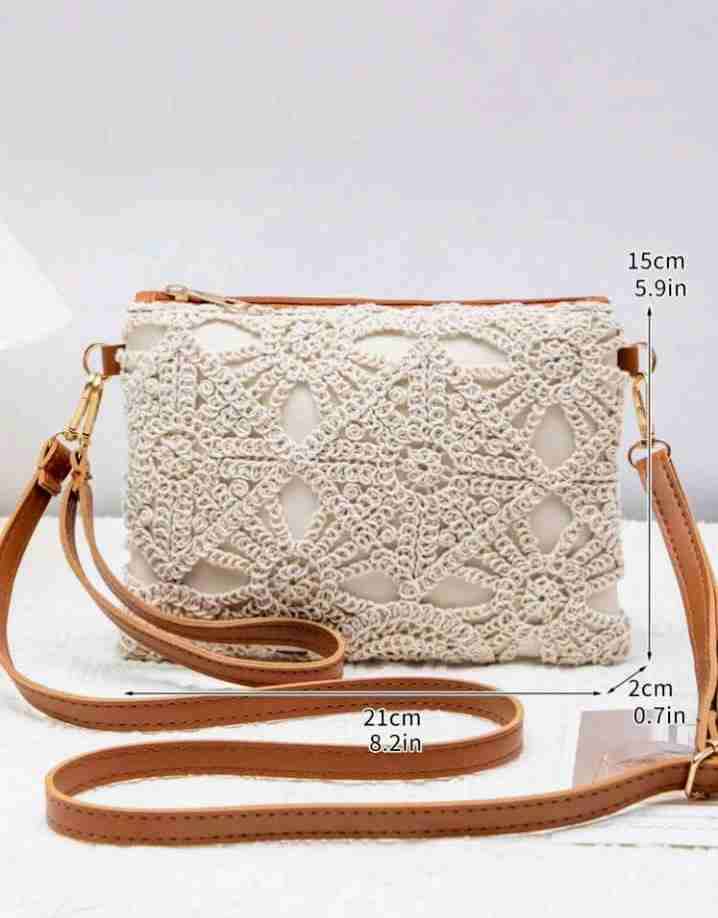 Cartera de crochet beige