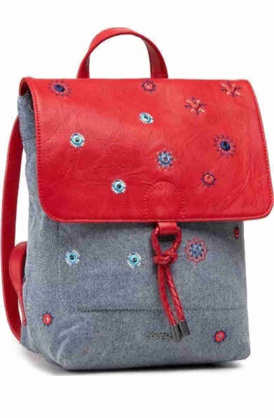 Mochila Desigual jeans bordada roja y azul - miniatura 3