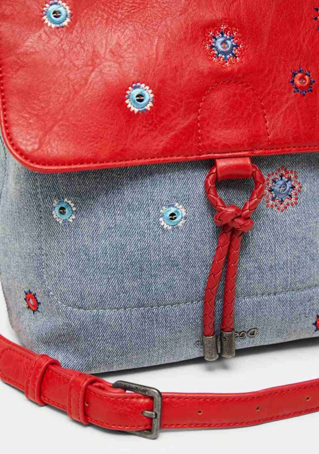 Mochila Desigual jeans bordada roja y azul - miniatura 4