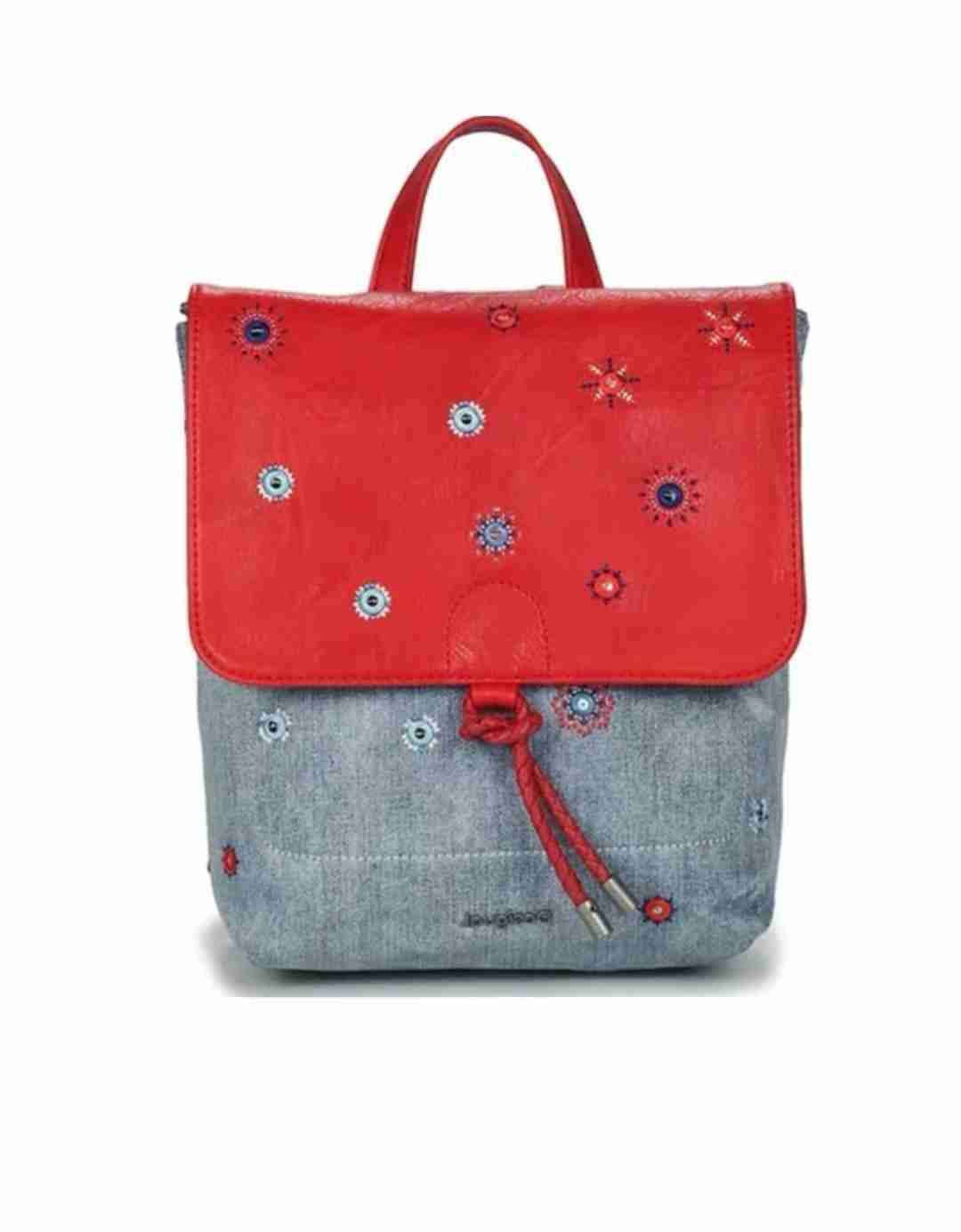 Mochila Desigual jeans bordada roja y azul - miniatura 6