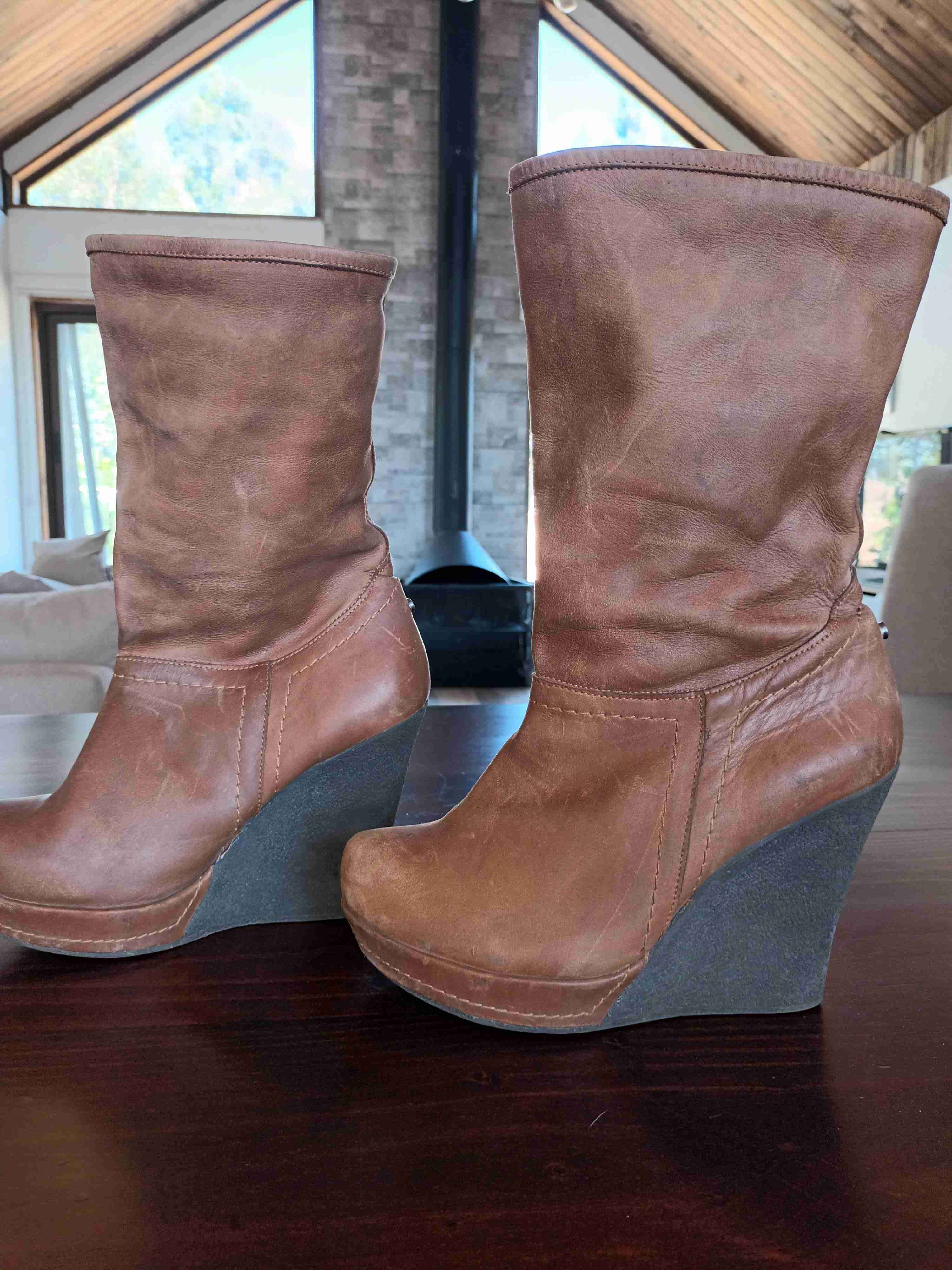 Botas taco cuña marrón - miniatura 2