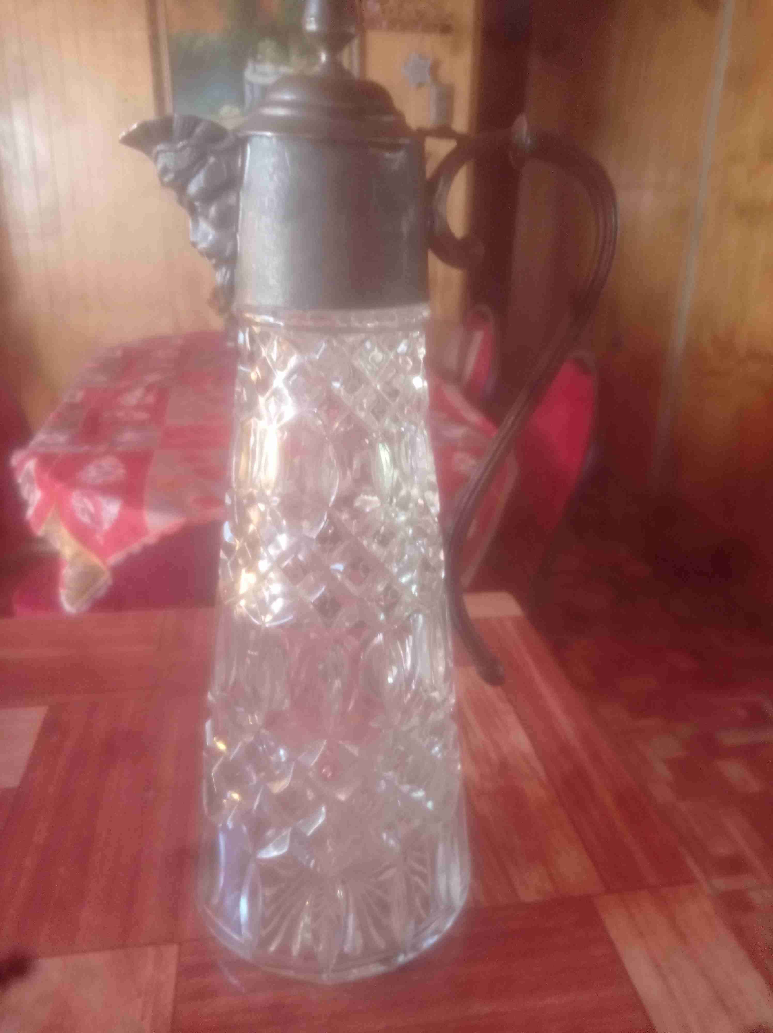 Antiguo frasco de cristal y metal - miniatura 3