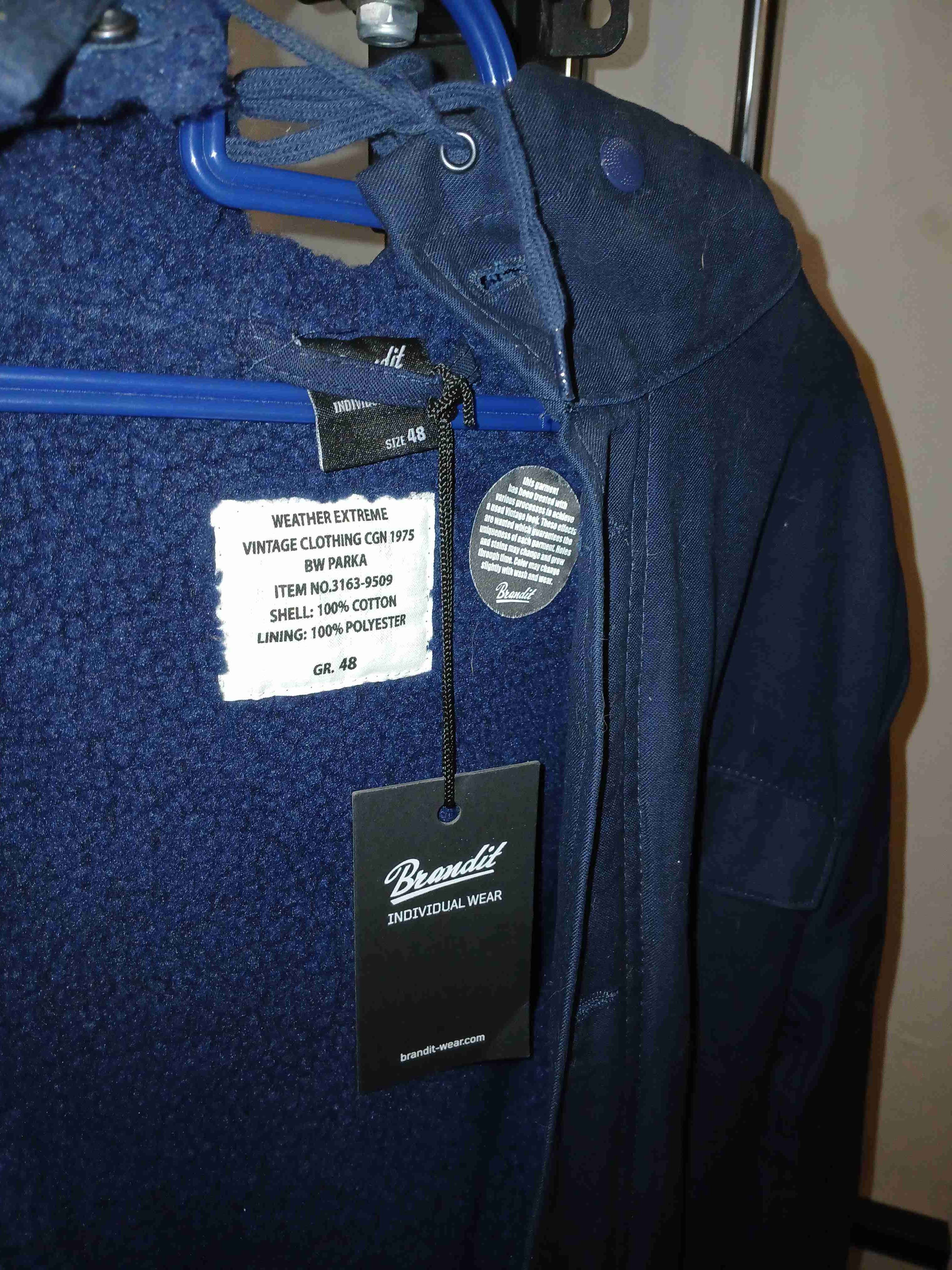 Cjaqueta semi larga azul Brandit talla 48 o M