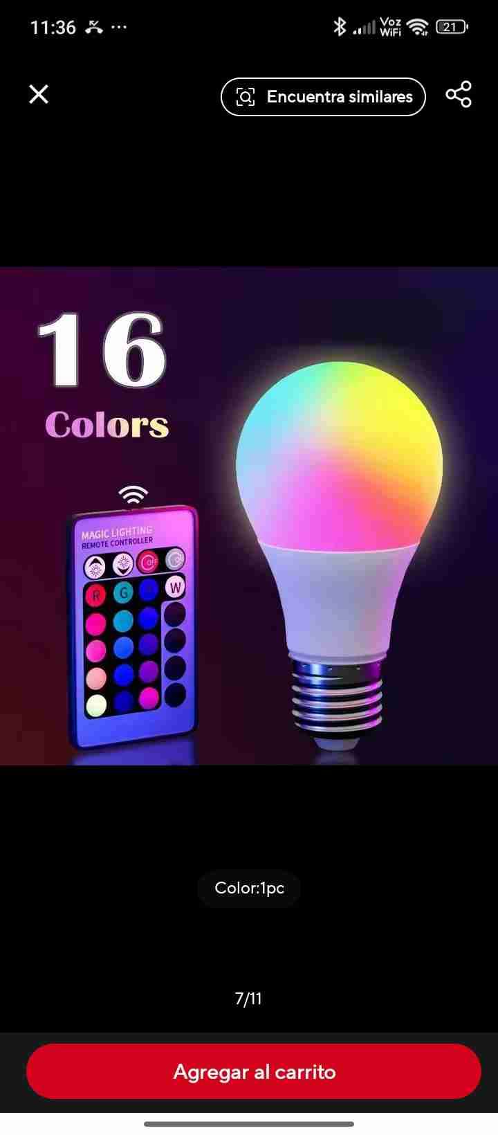 Ampolleta LED RGB con control remoto