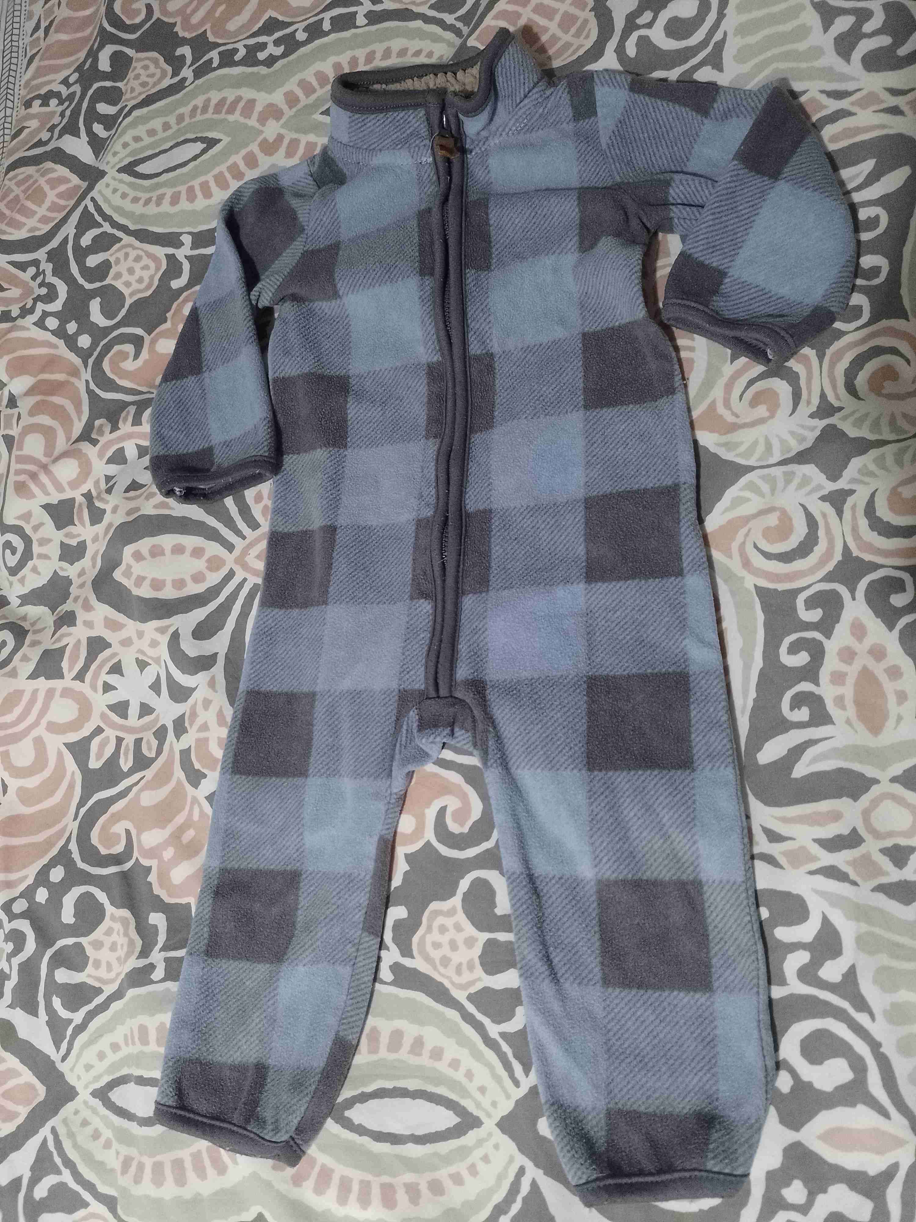 Pijama enterito cuadros azul y gris