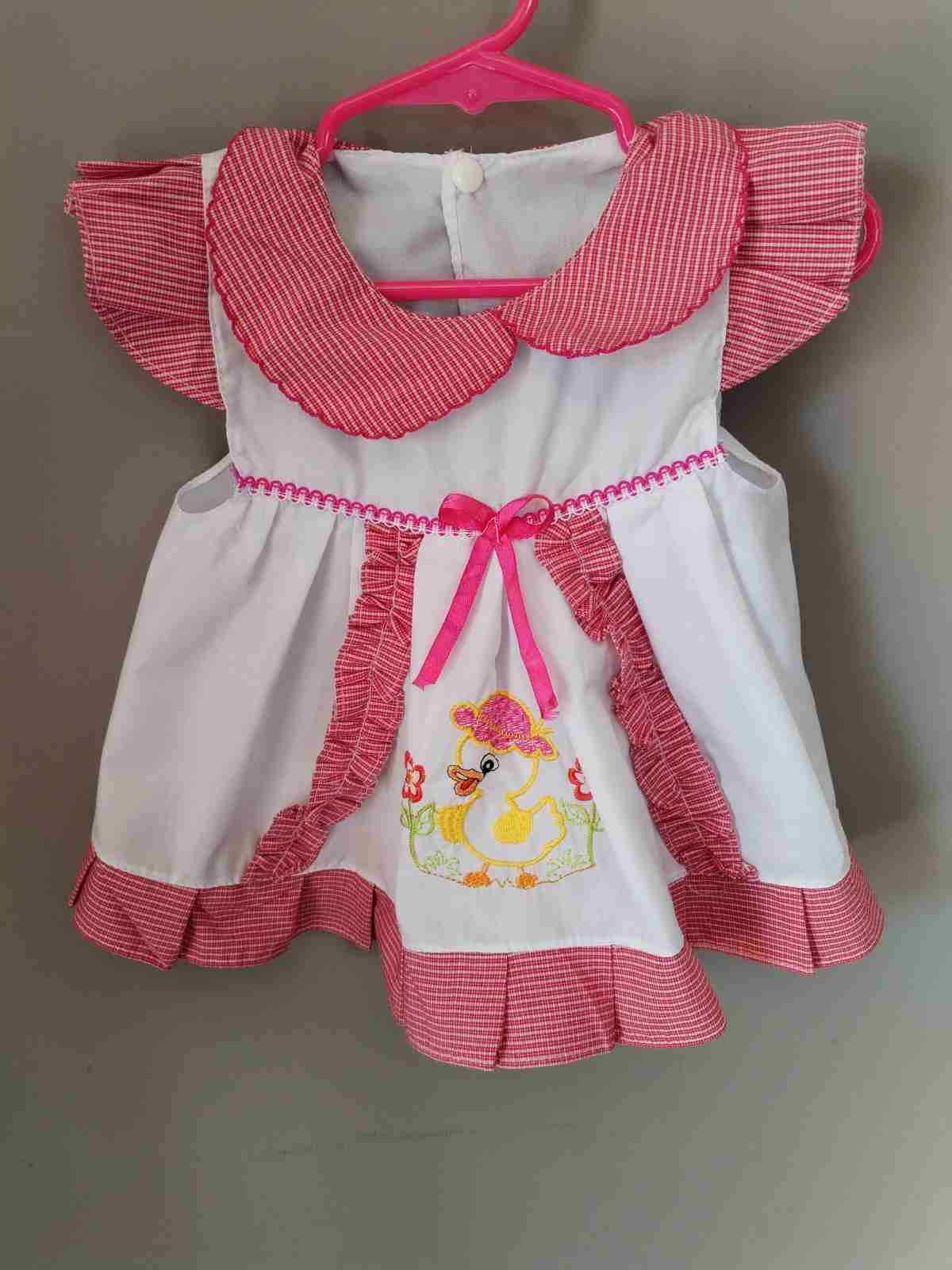 Vestido infantil rosa con pato 3 meses