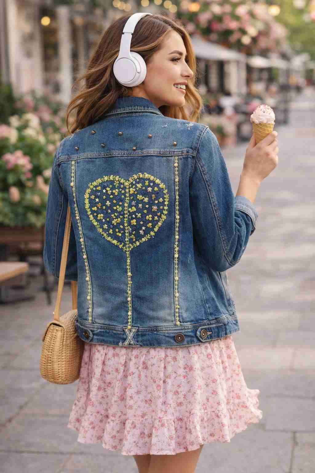 Chaqueta de mezclilla bordada