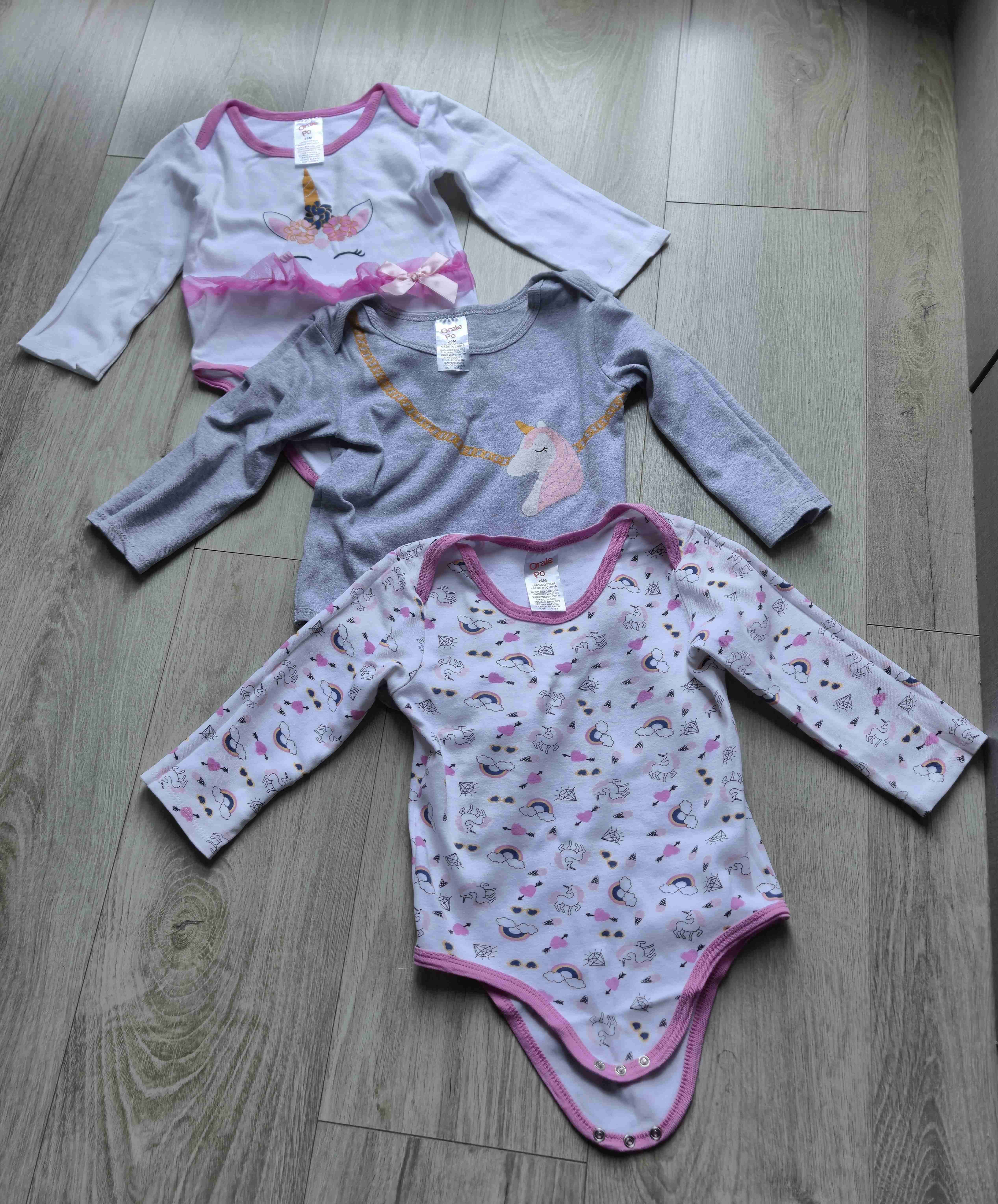 Pack 3 bodies de bebé unicornios T36M