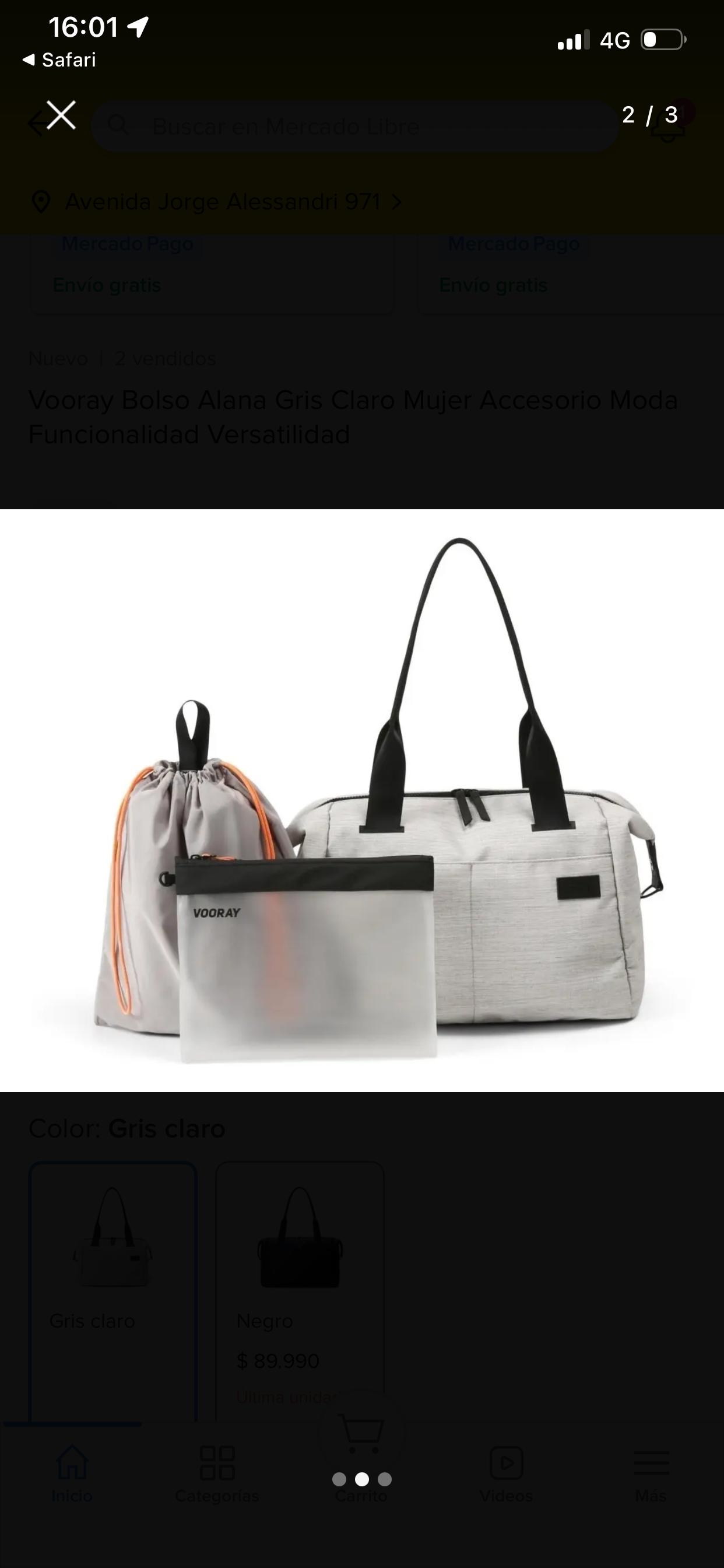 Bolso Vooray Alana gris claro