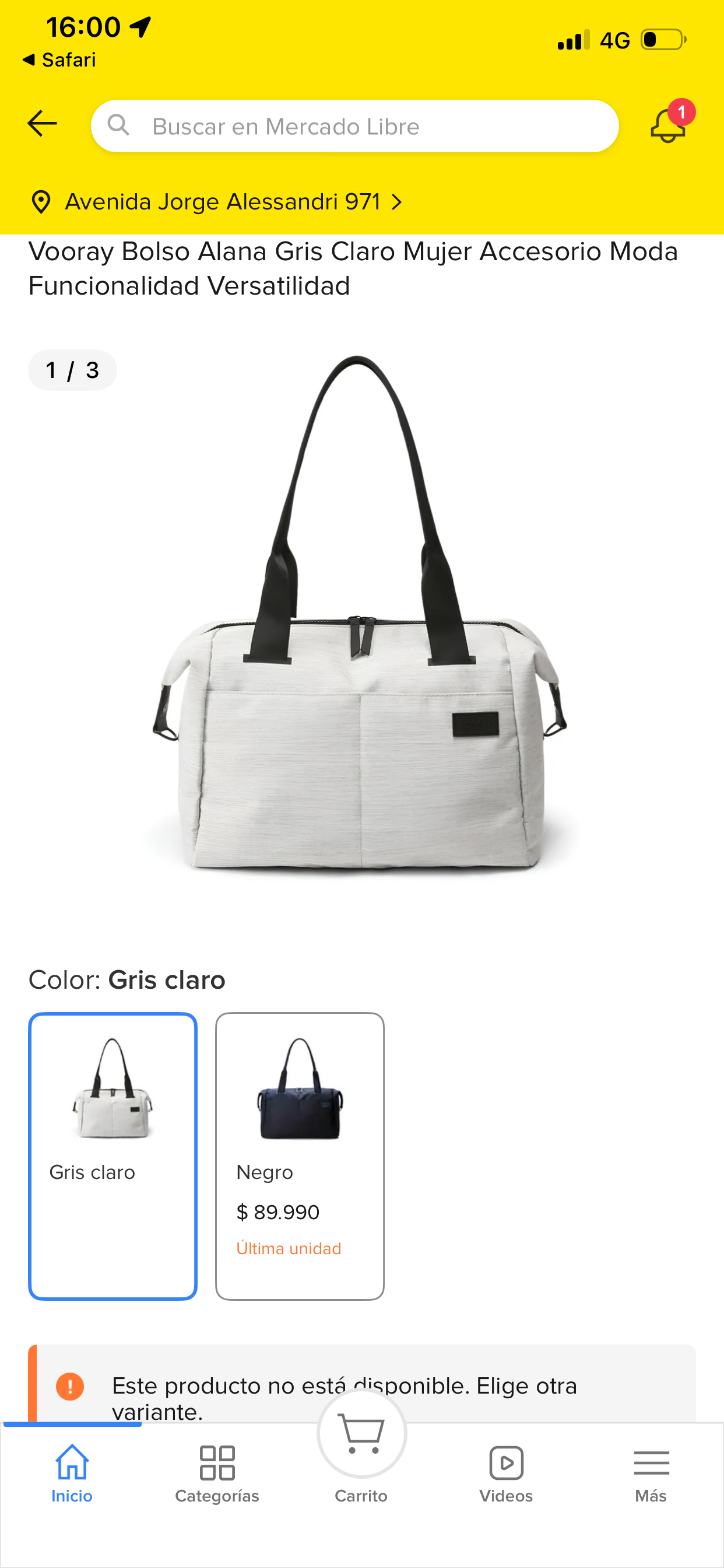 Bolso Vooray Alana gris claro - miniatura 2