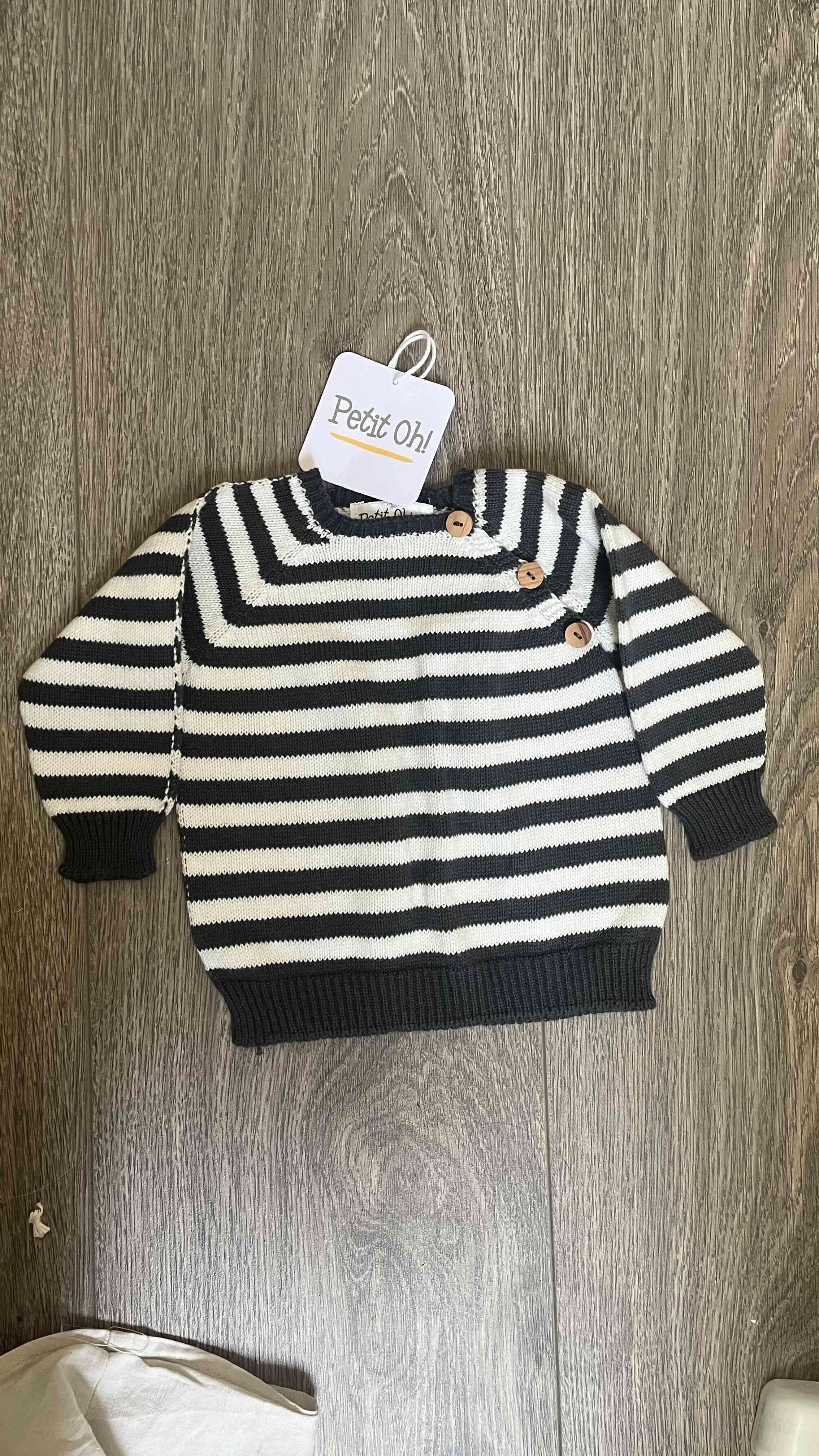 Suéter infantil rayado blanco y negro 0/3meses