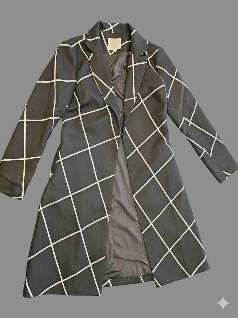 Blazer negro con diseño a cuadros - miniatura 2