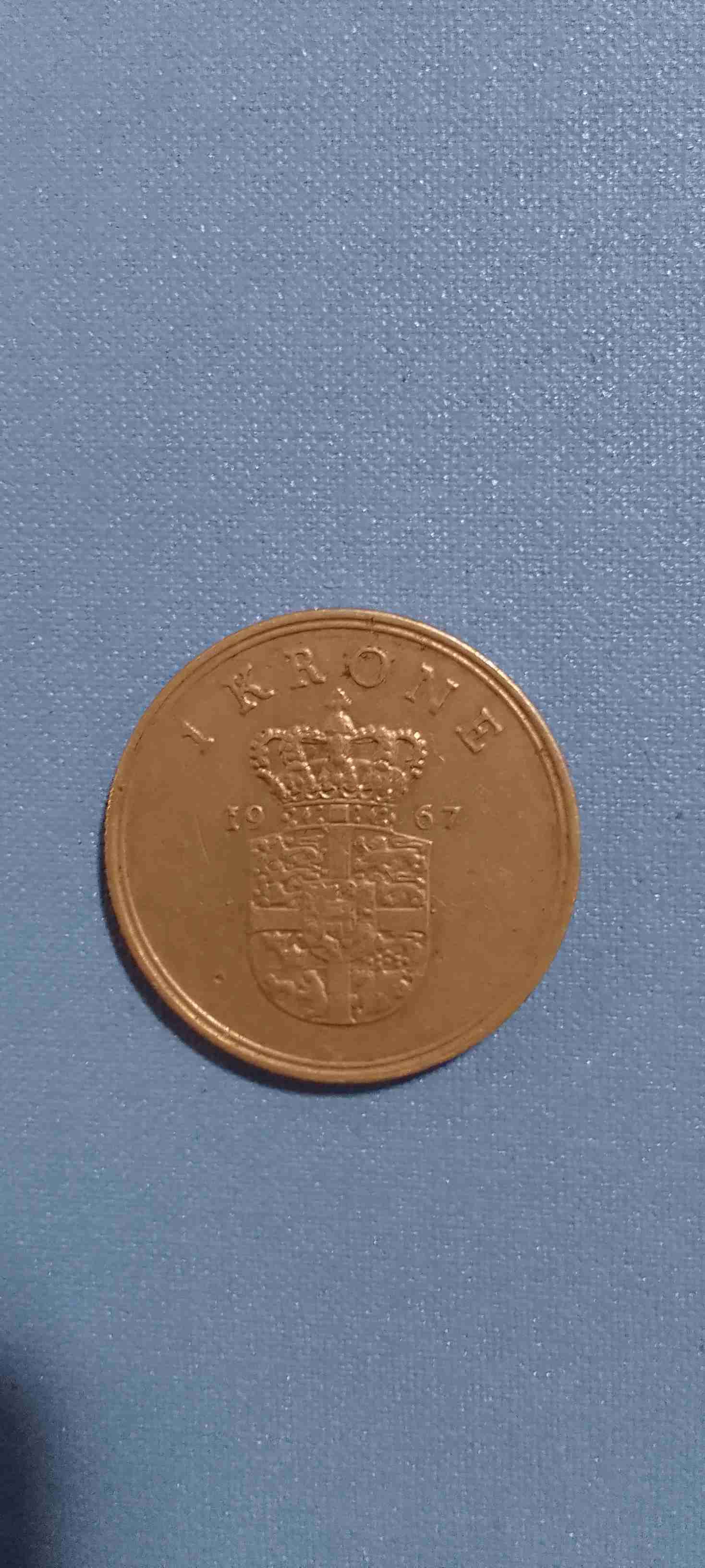 Moneda Dinamarca 1 corona 1967 - miniatura 2
