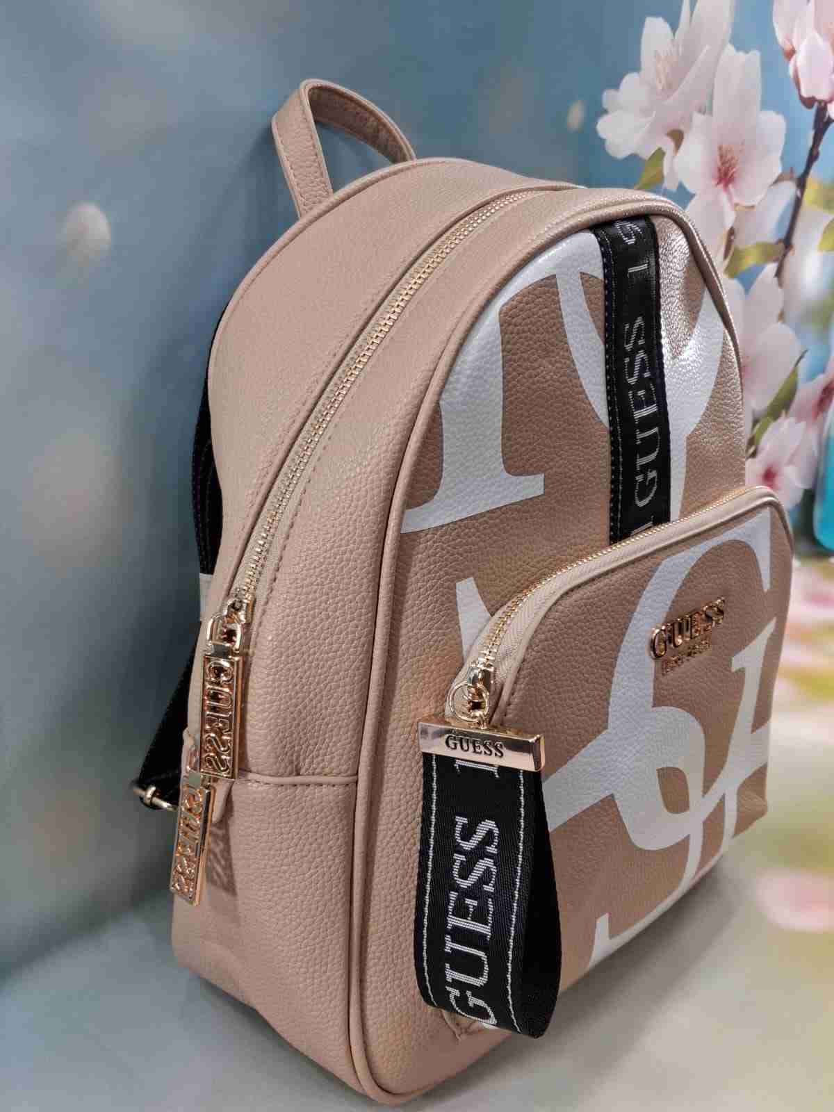 Mochila Guess beige con logo - miniatura 2