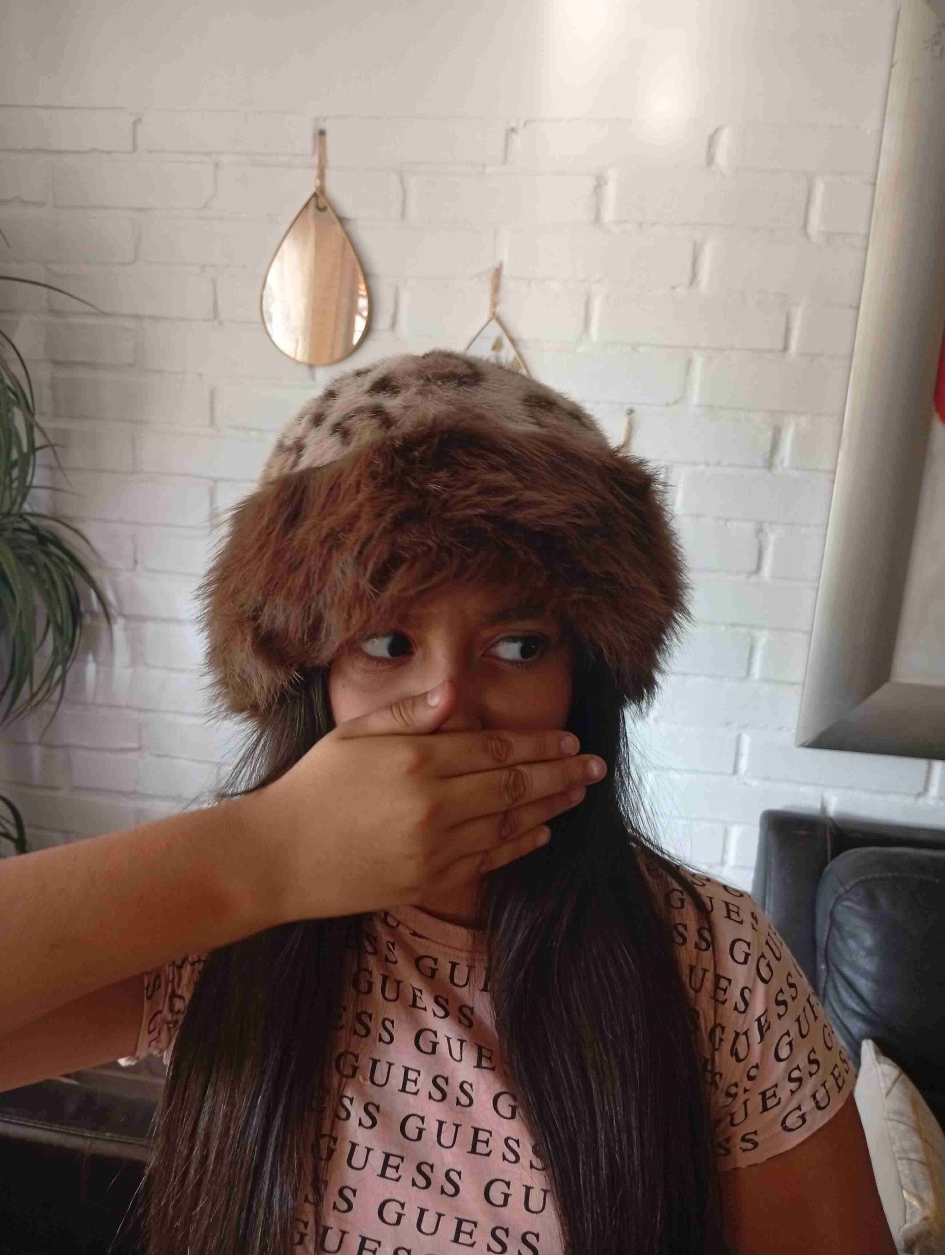 Gorro peludo estampado animal