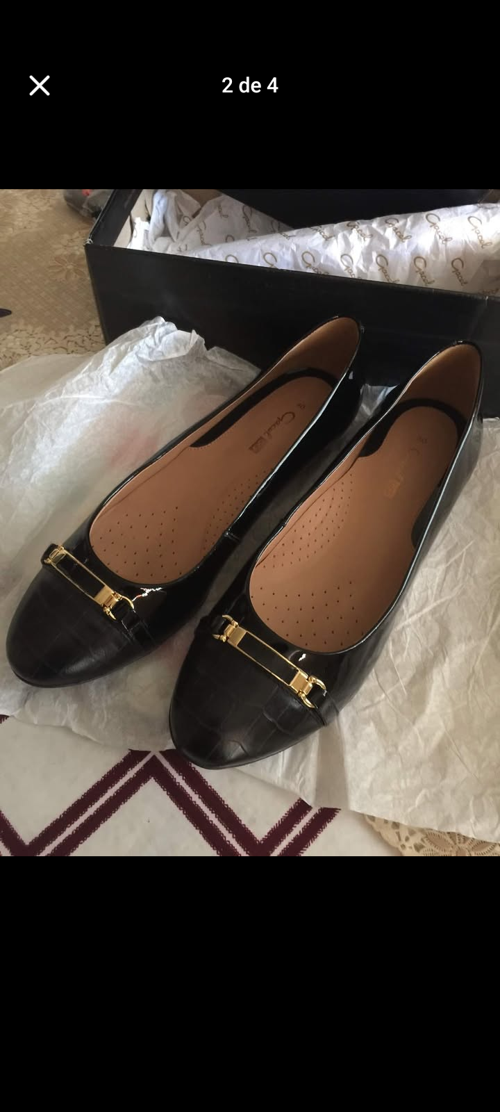 Zapatos ballerina planos negros con hebilla - miniatura 3