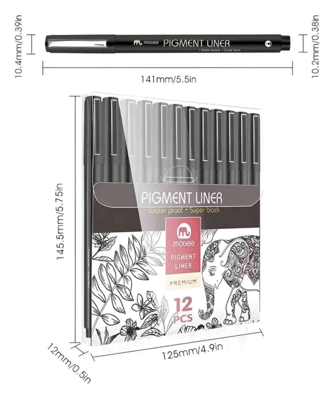 Set 12 lápices pigment liner tira líneas Premium - 4