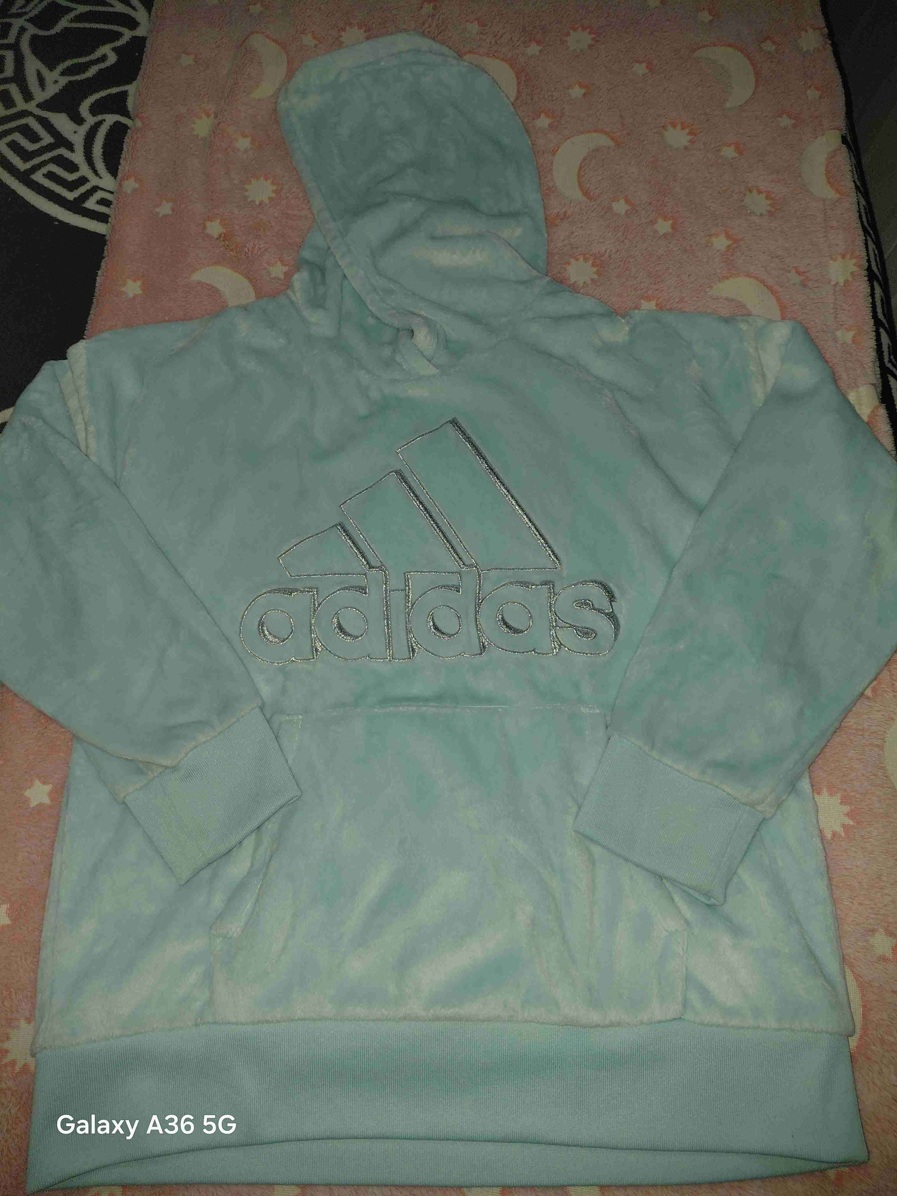 Polerón verde agua Adidas  original con capucha - miniatura 3