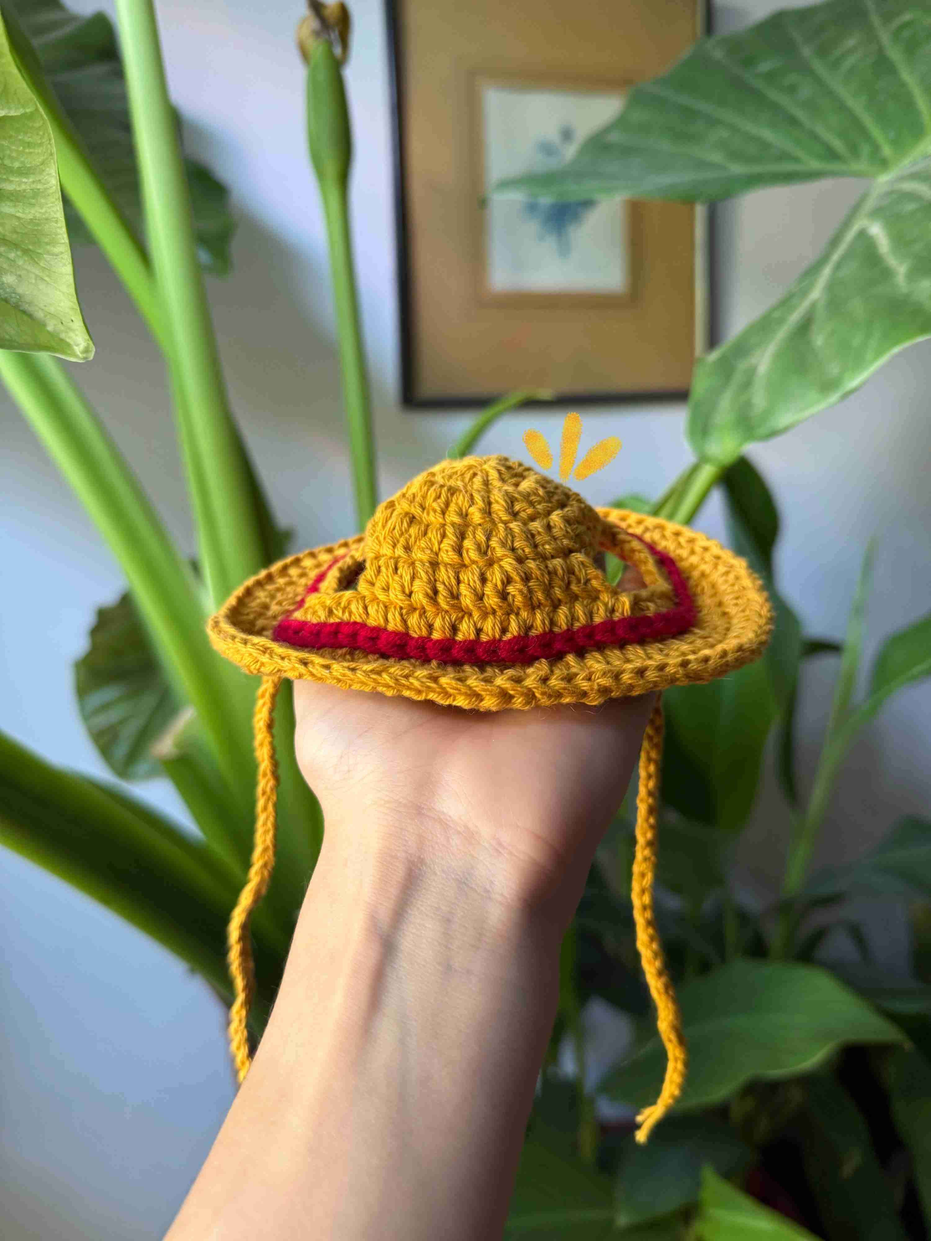 Gorrito tejido para gato luffy one piece - miniatura 4