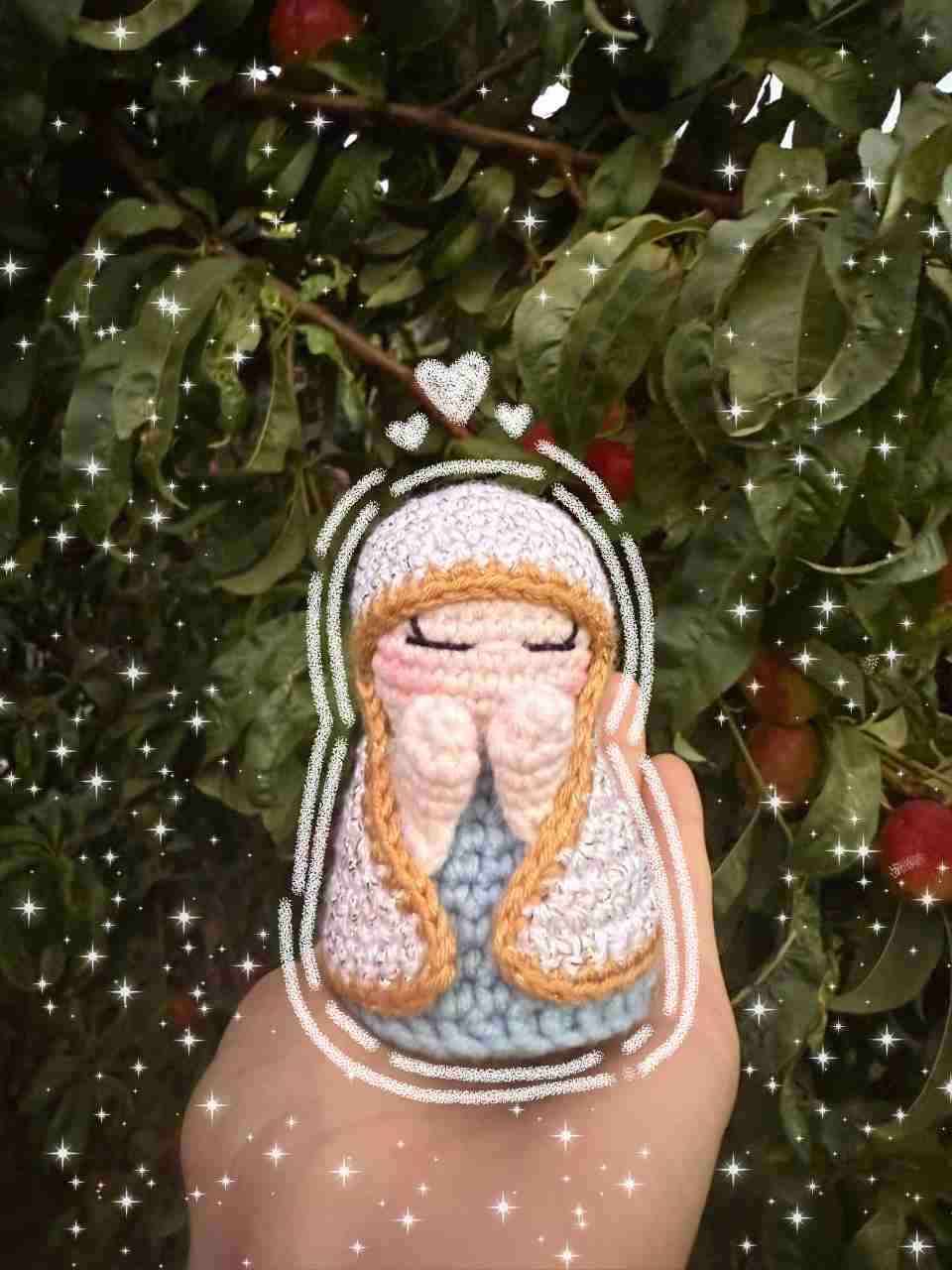 Figura tejida de Virgen María puede ser llavero - 2