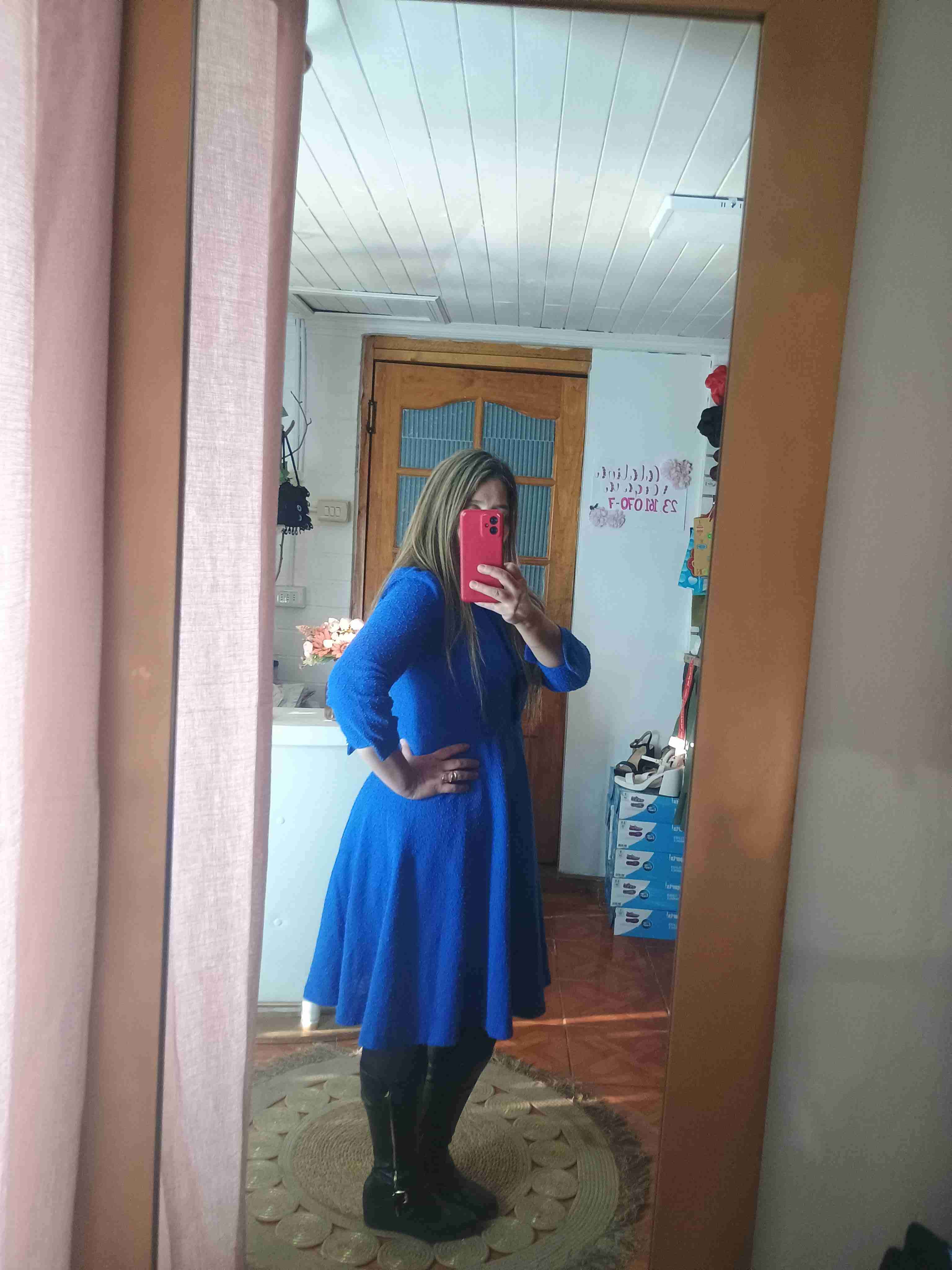 Vestido azul manga larga