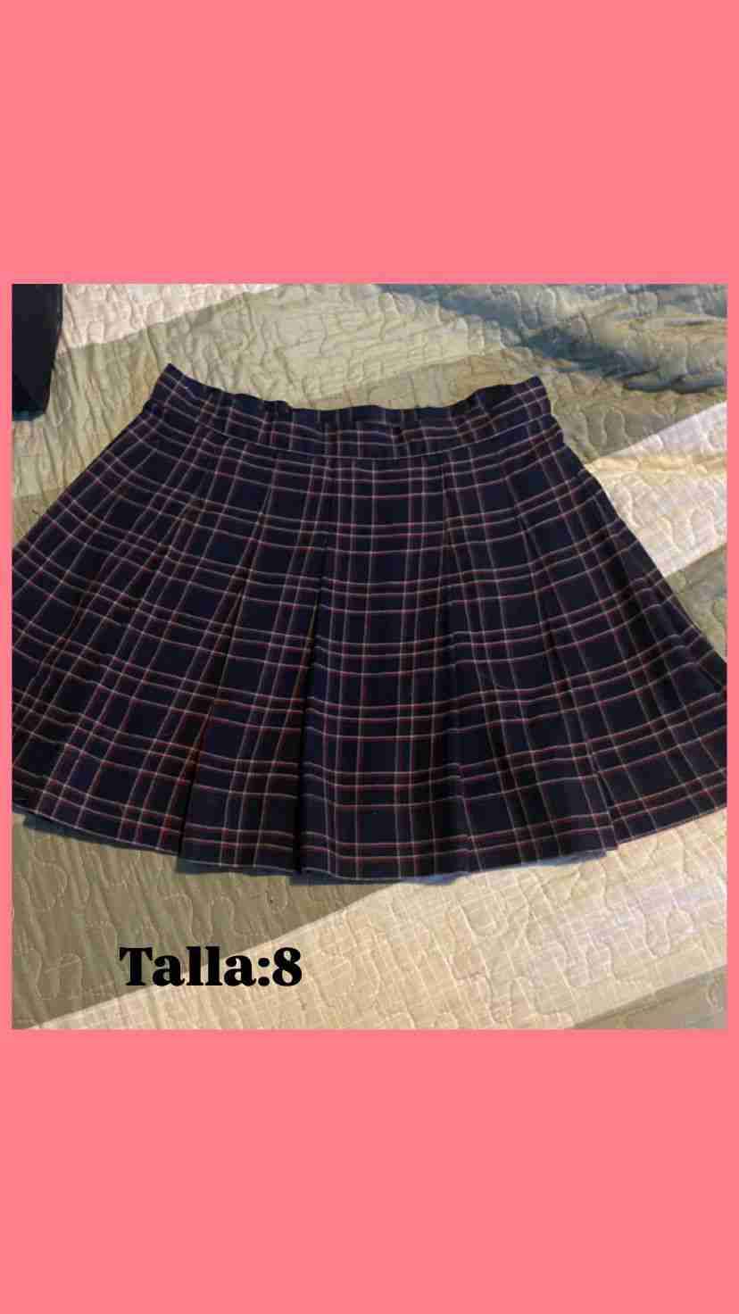 Falda a cuadros azul( talla 8 ) colegio - miniatura 3