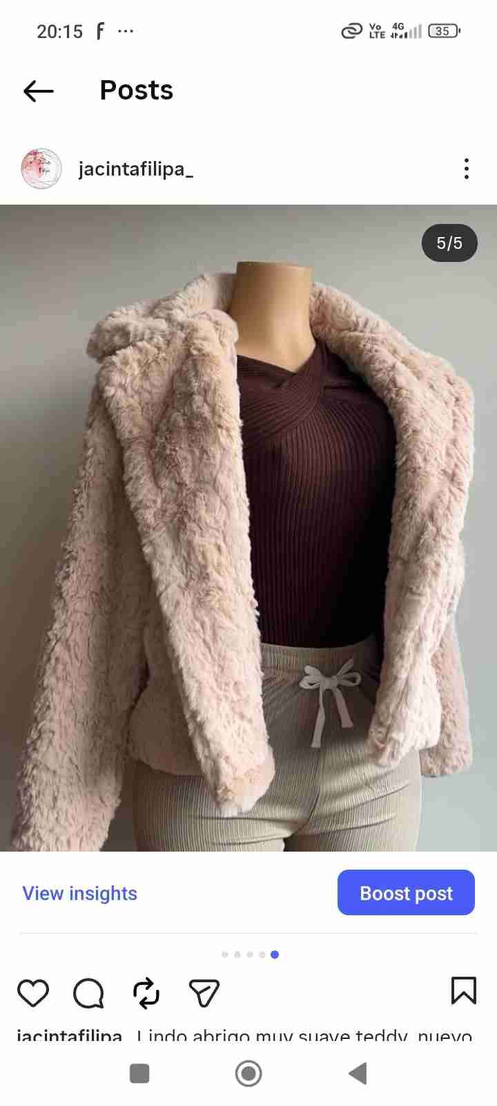 Abrigo teddy suave beige - miniatura 2