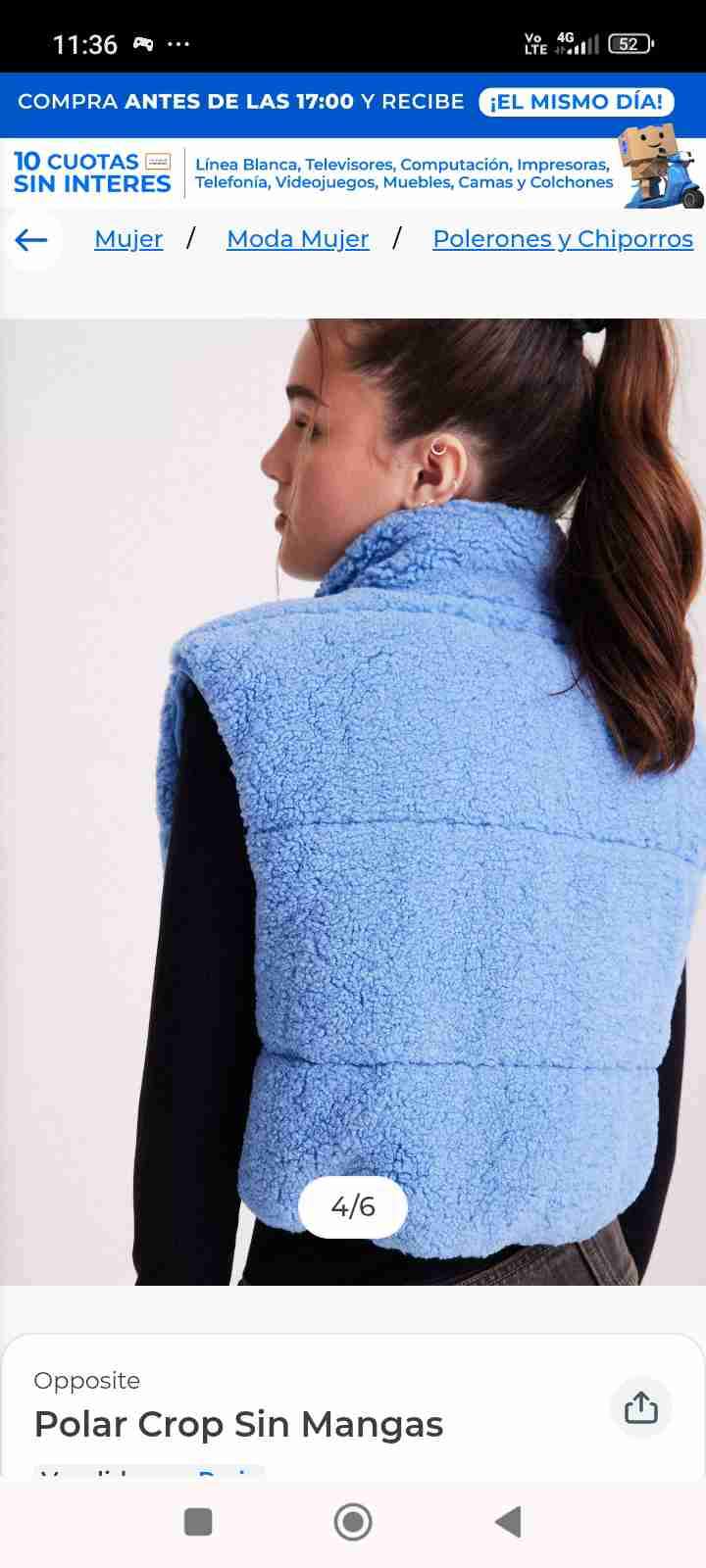 Polar crop azul sin mangas