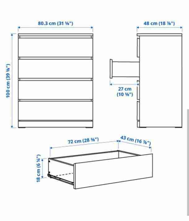 Cómoda de 5cajones café oscura