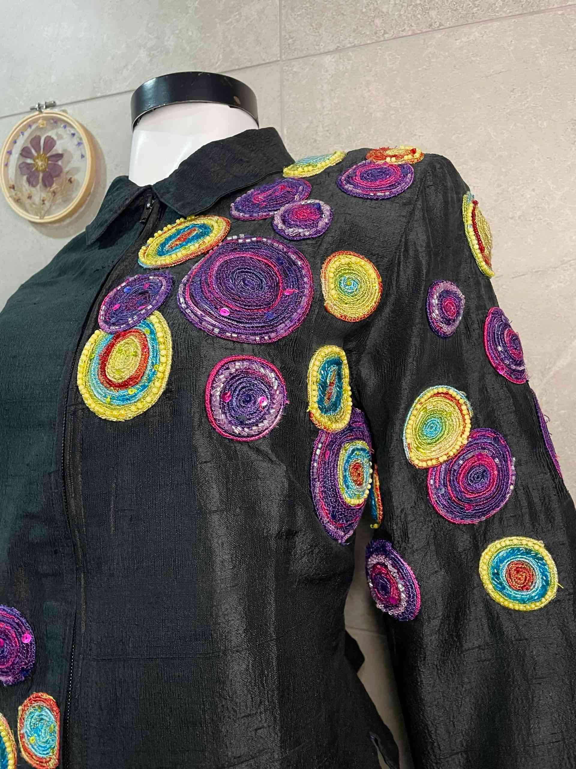 Chaqueta bordada negro multicolor - 2
