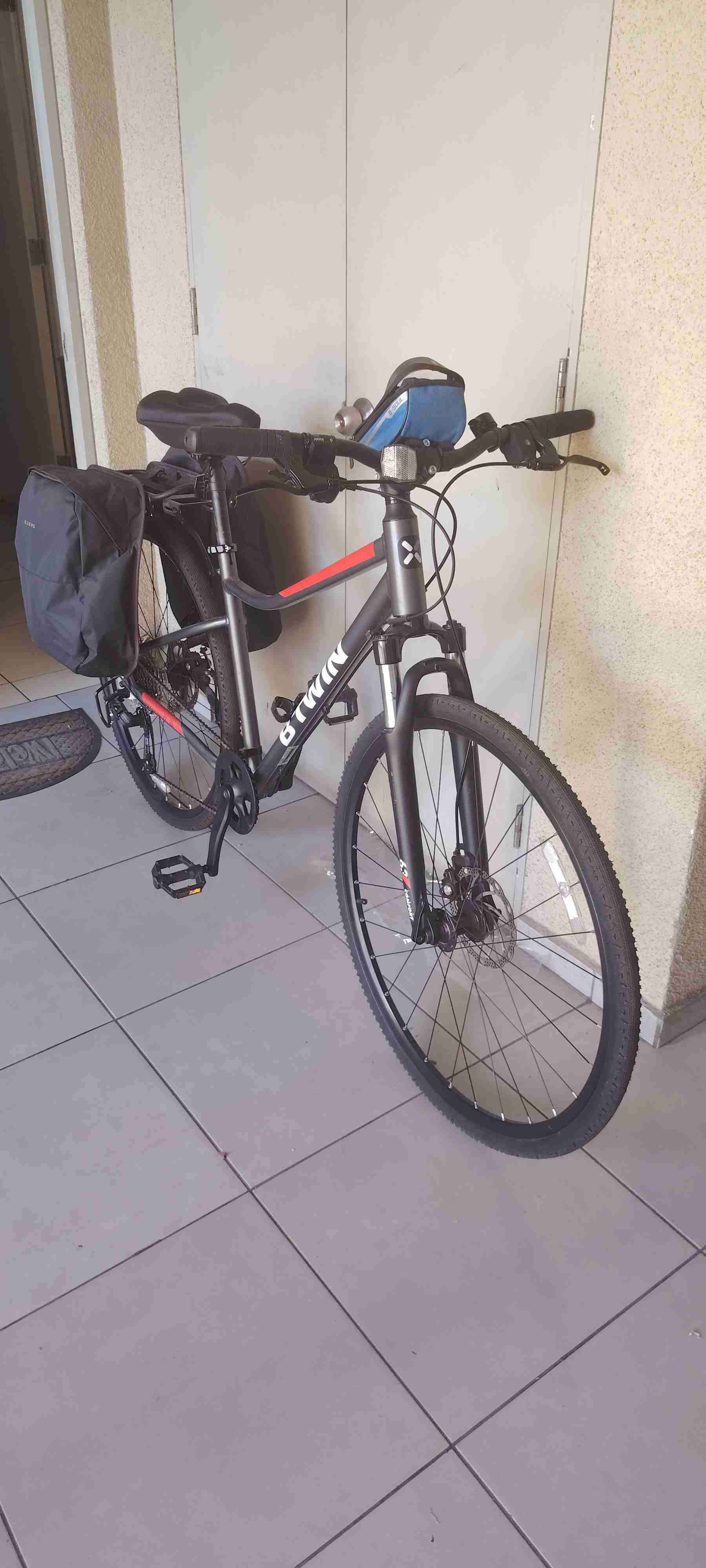 Bicicleta decathlon Riverside gris y roja - 2