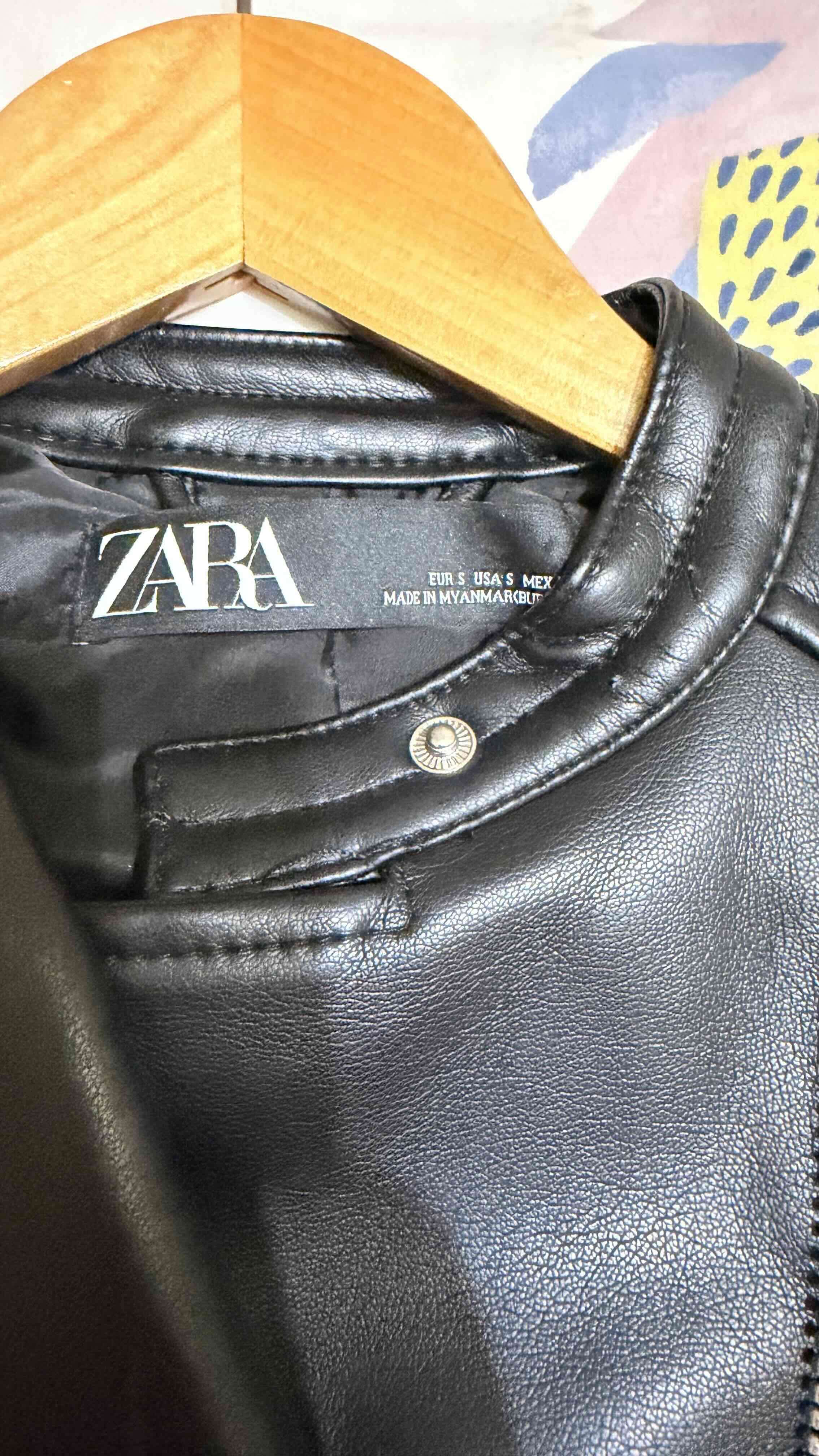 Chaqueta cuero negra Zara - miniatura 2