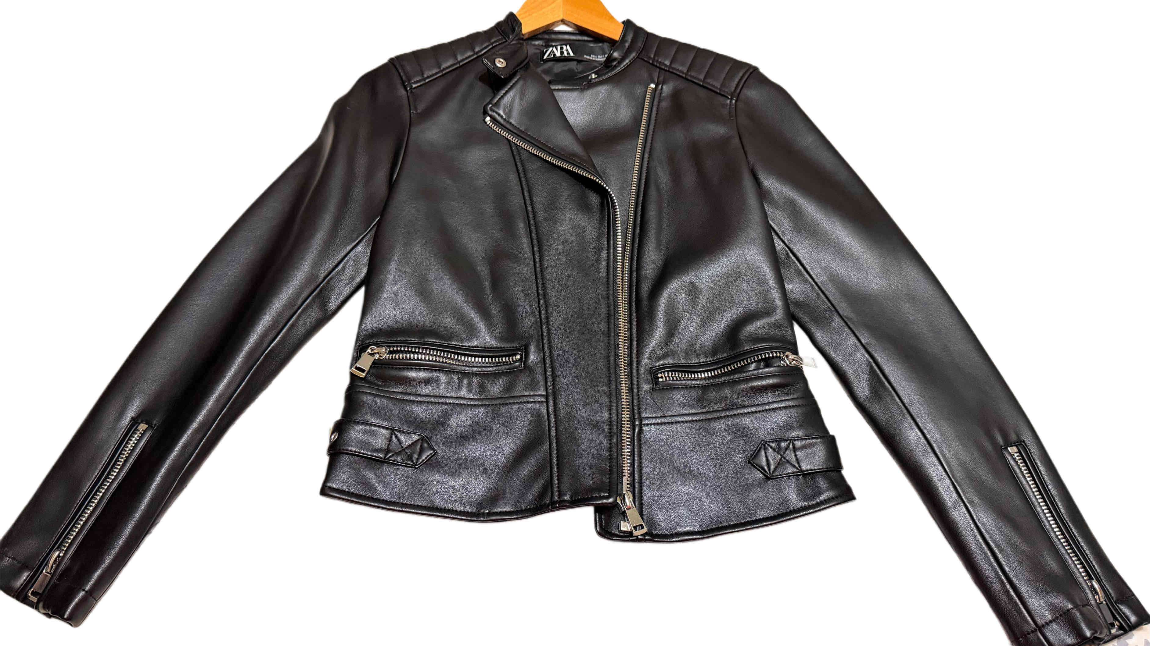 Chaqueta cuero negra Zara - miniatura 3