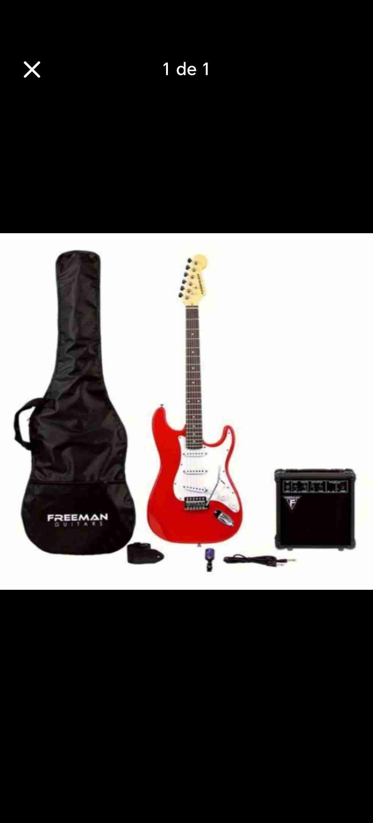 Set de guitarra eléctrica roja Freeman