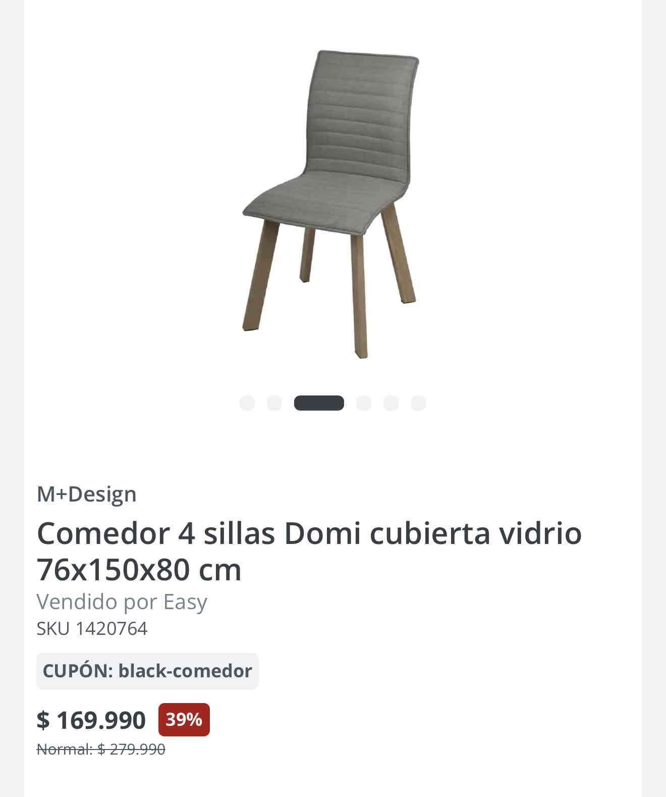 Comedor 4 sillas Domi vidrio - miniatura 2