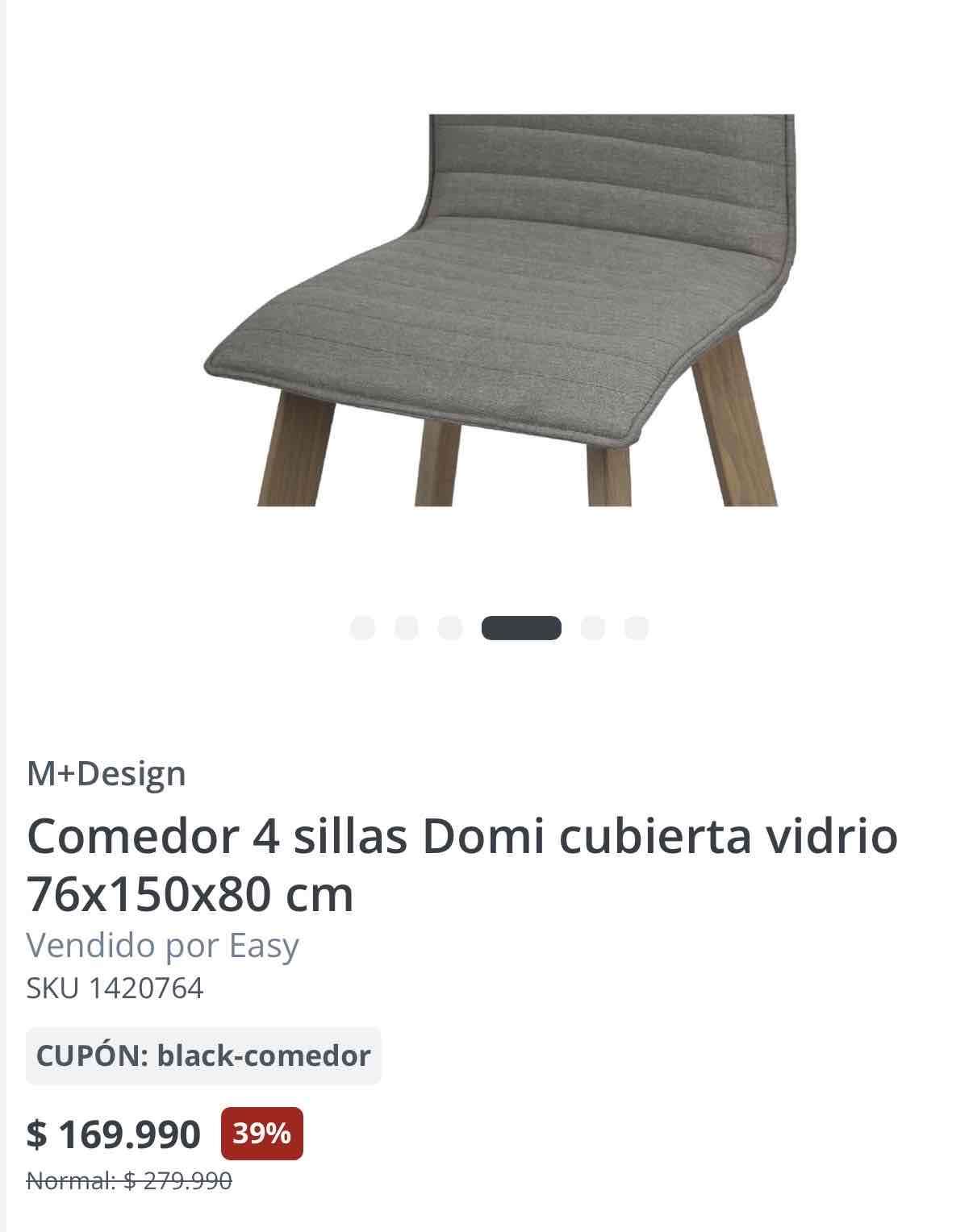 Comedor 4 sillas Domi vidrio - miniatura 3