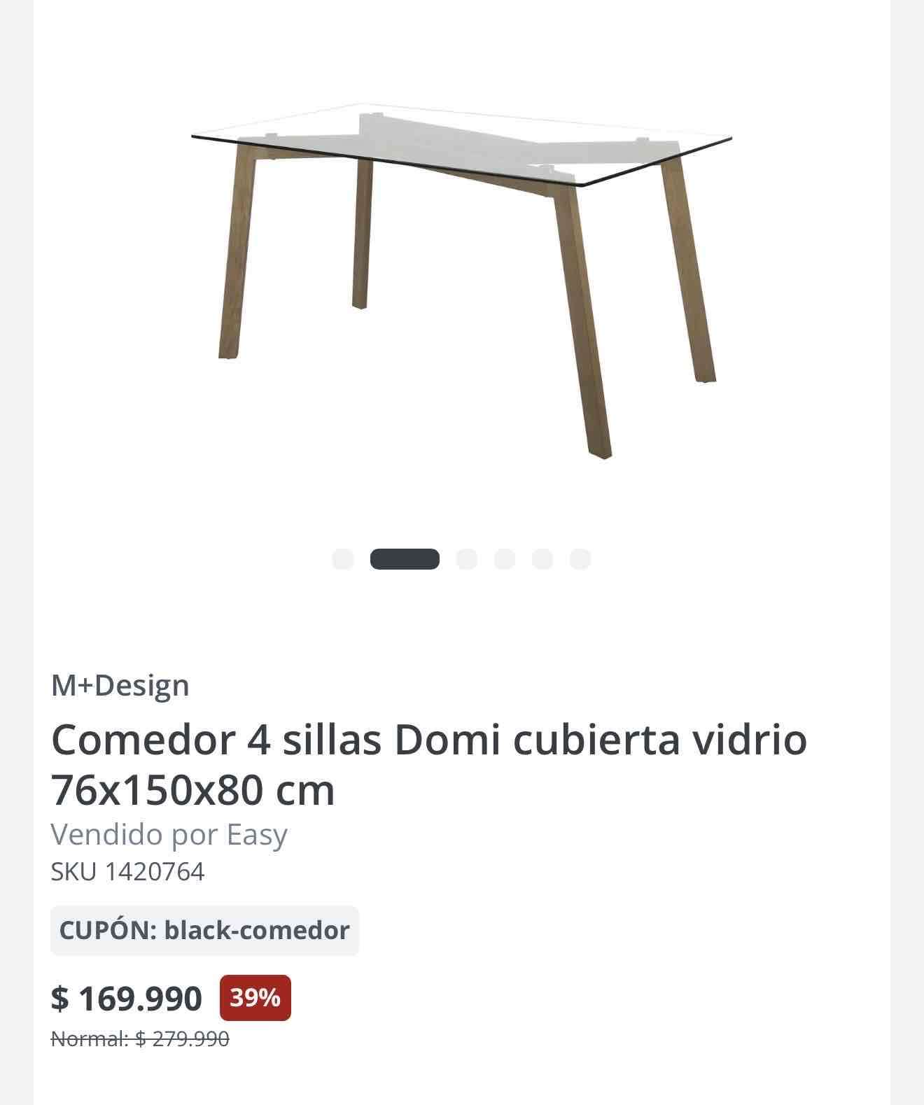 Comedor 4 sillas Domi vidrio - miniatura 5
