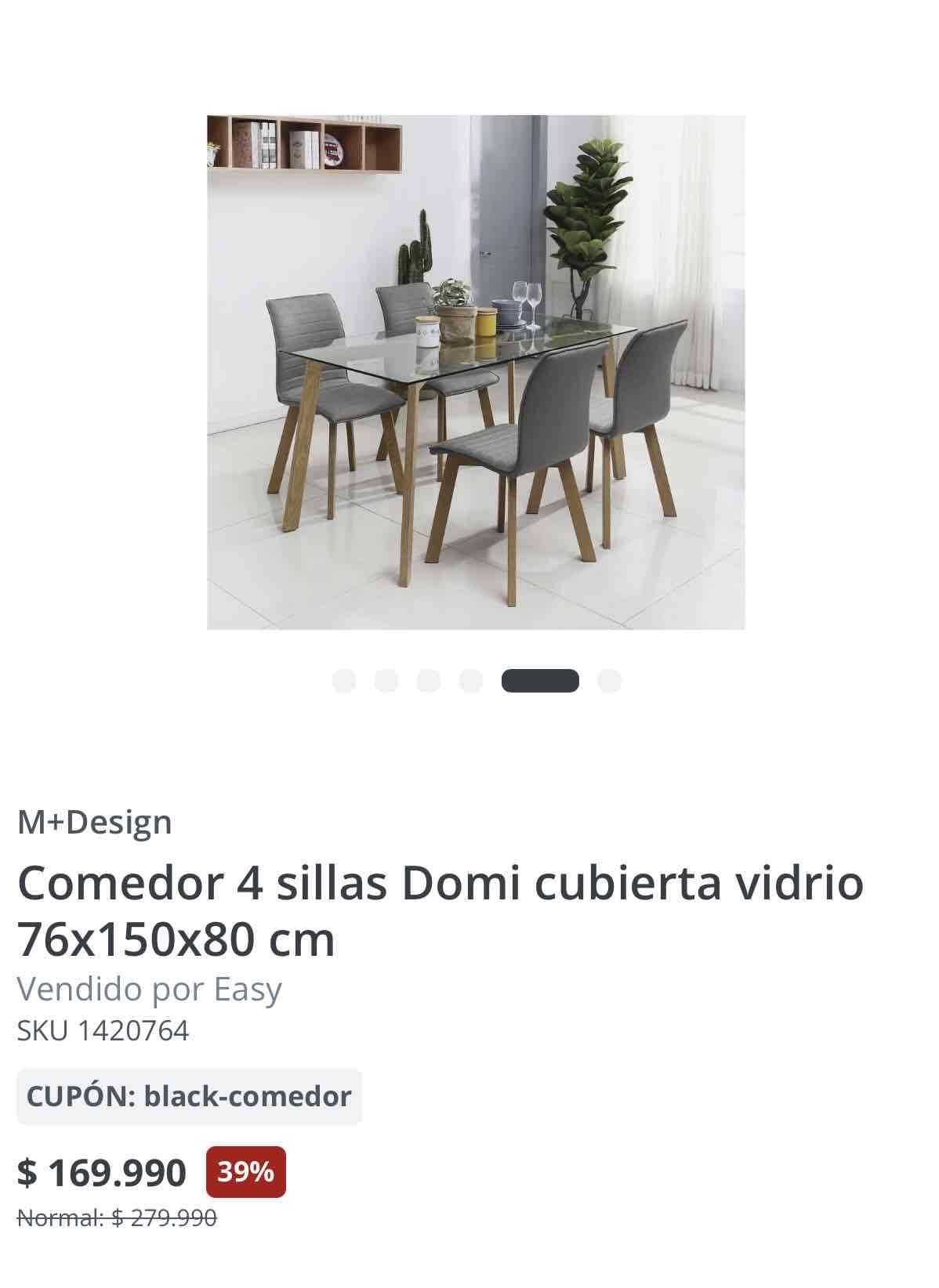 Comedor 4 sillas Domi vidrio - miniatura 6