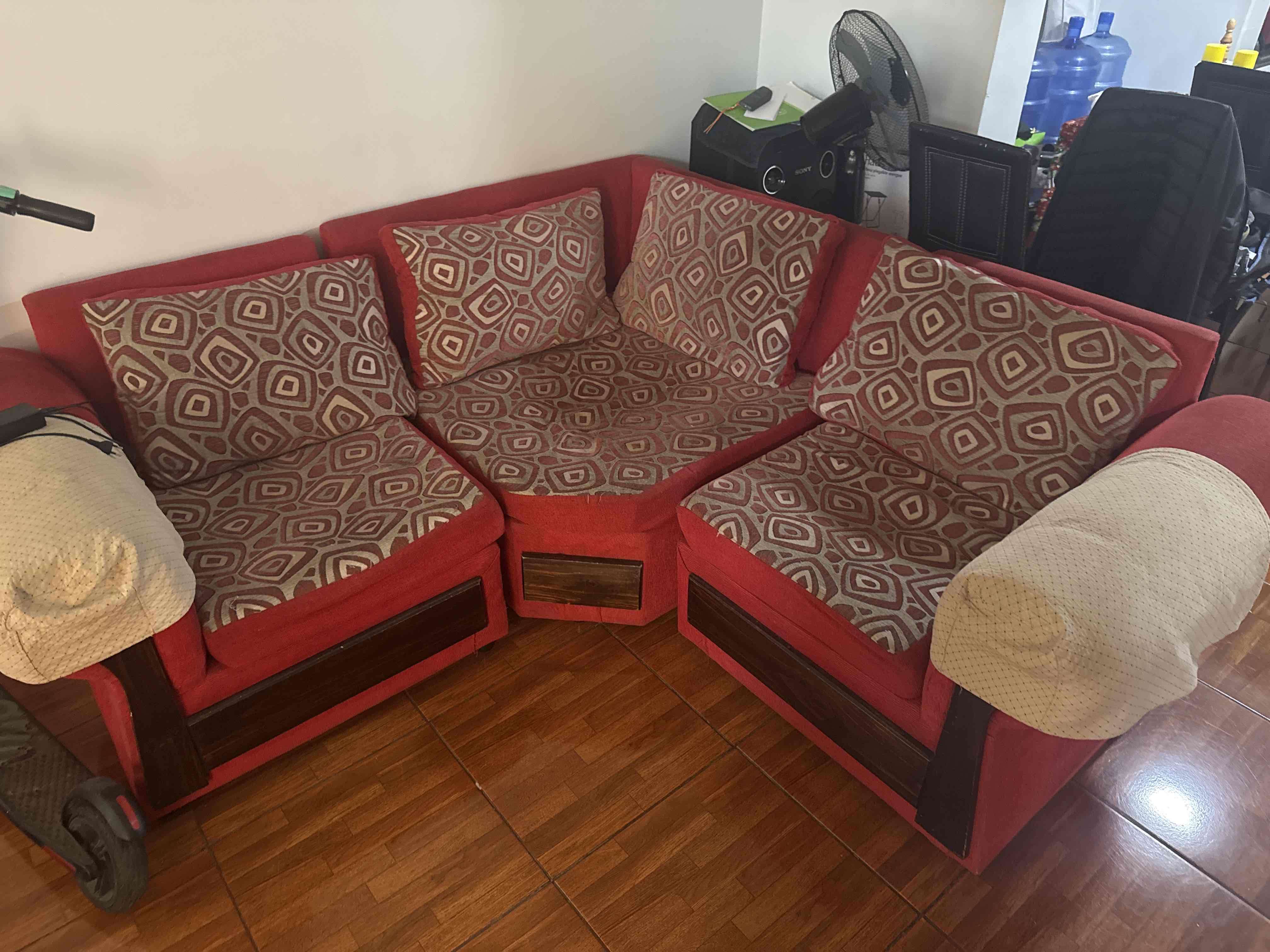 Sofá rinconero rojo con diseño 4 piezas