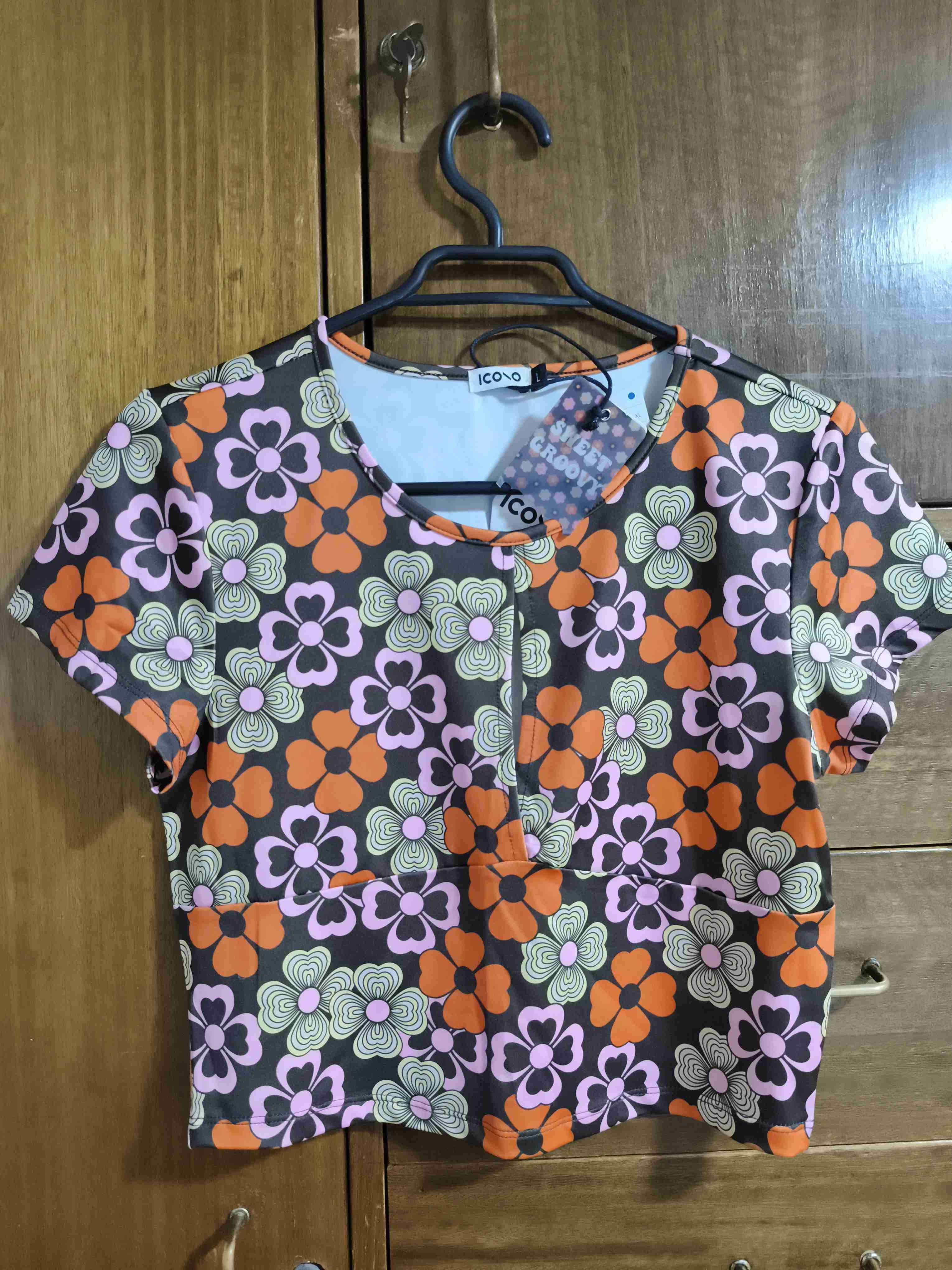 Polera crop floral multicolor sweet groovy