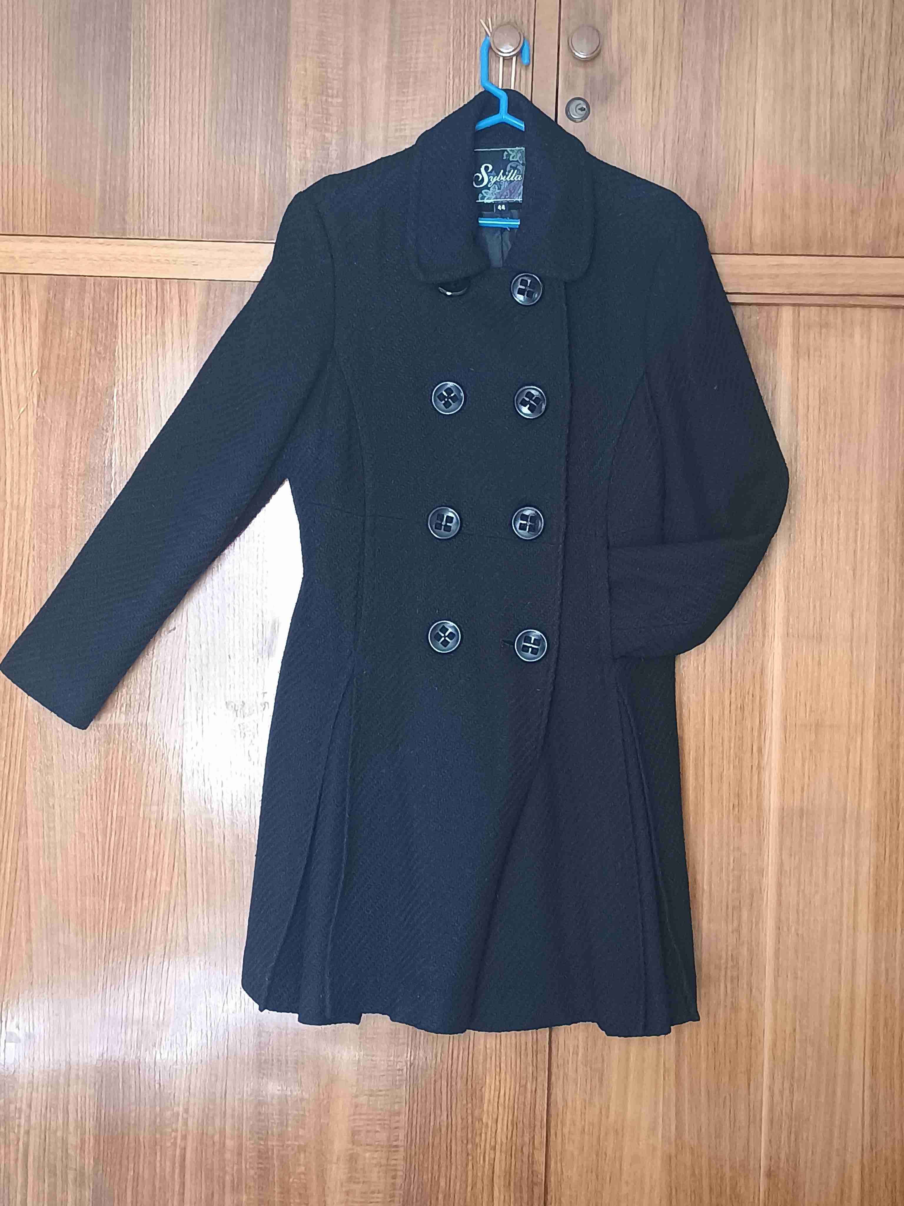 Abrigo negro largo mujer