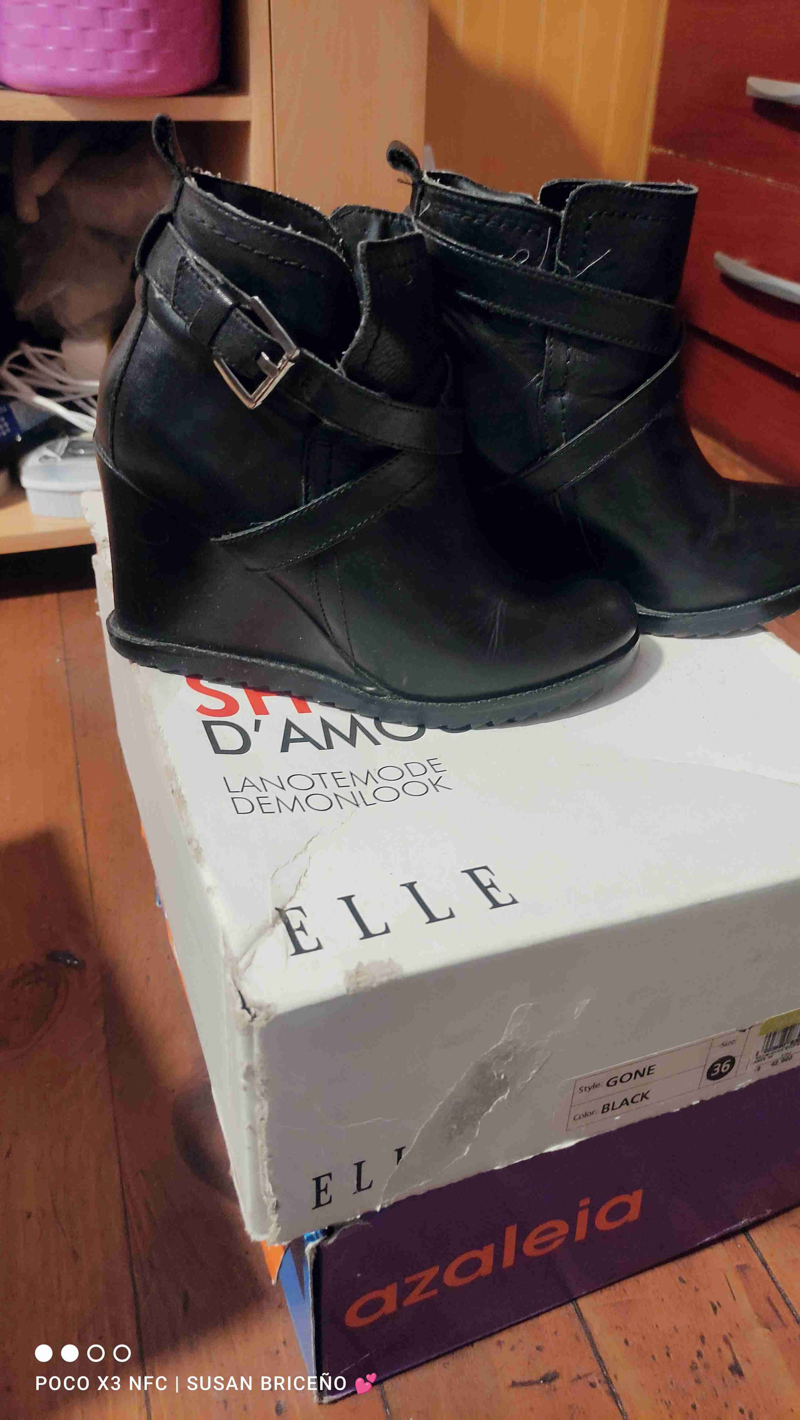 Botines cuero negros con plataforma - 2