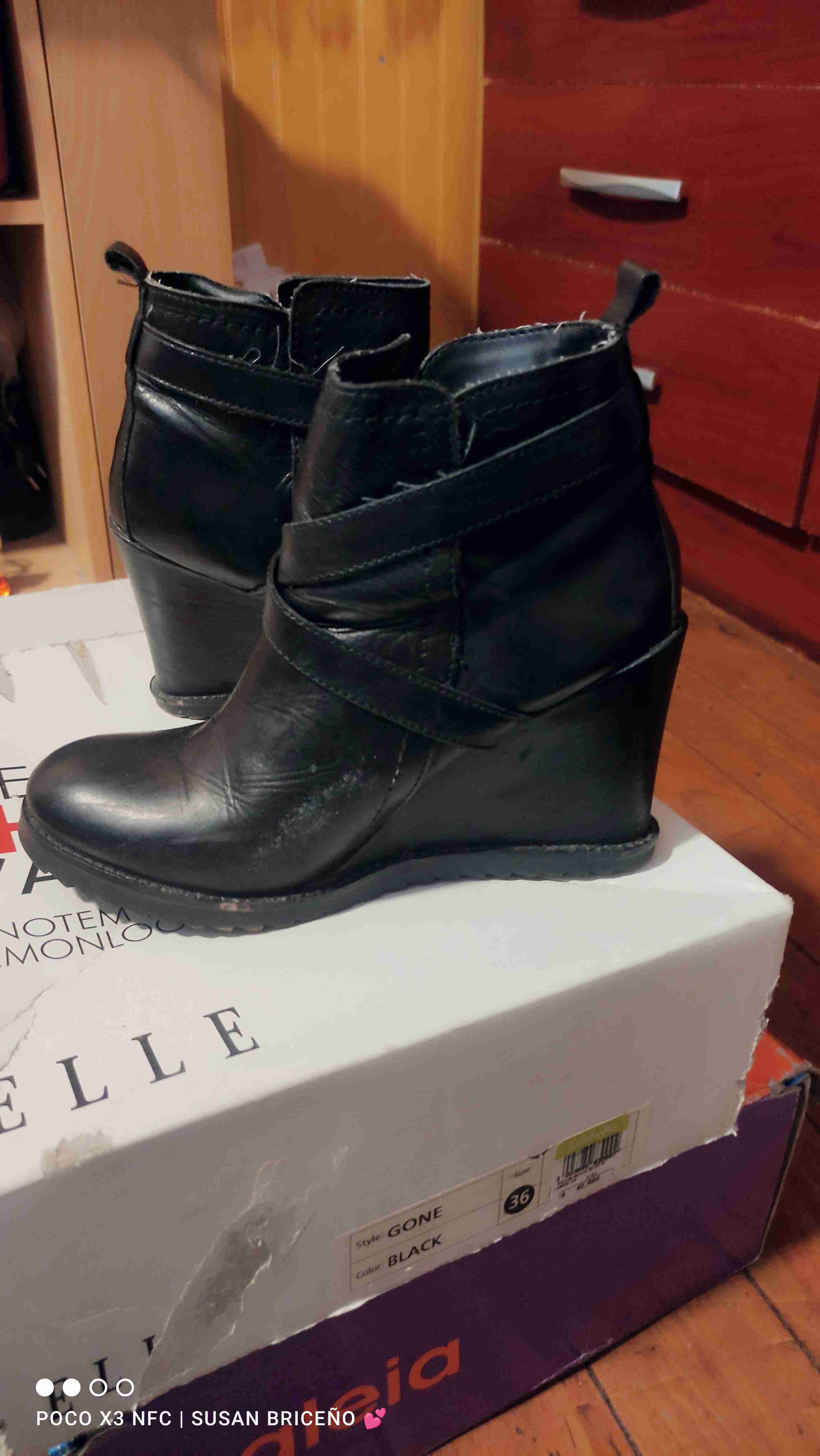 Botines cuero negros con plataforma - 3