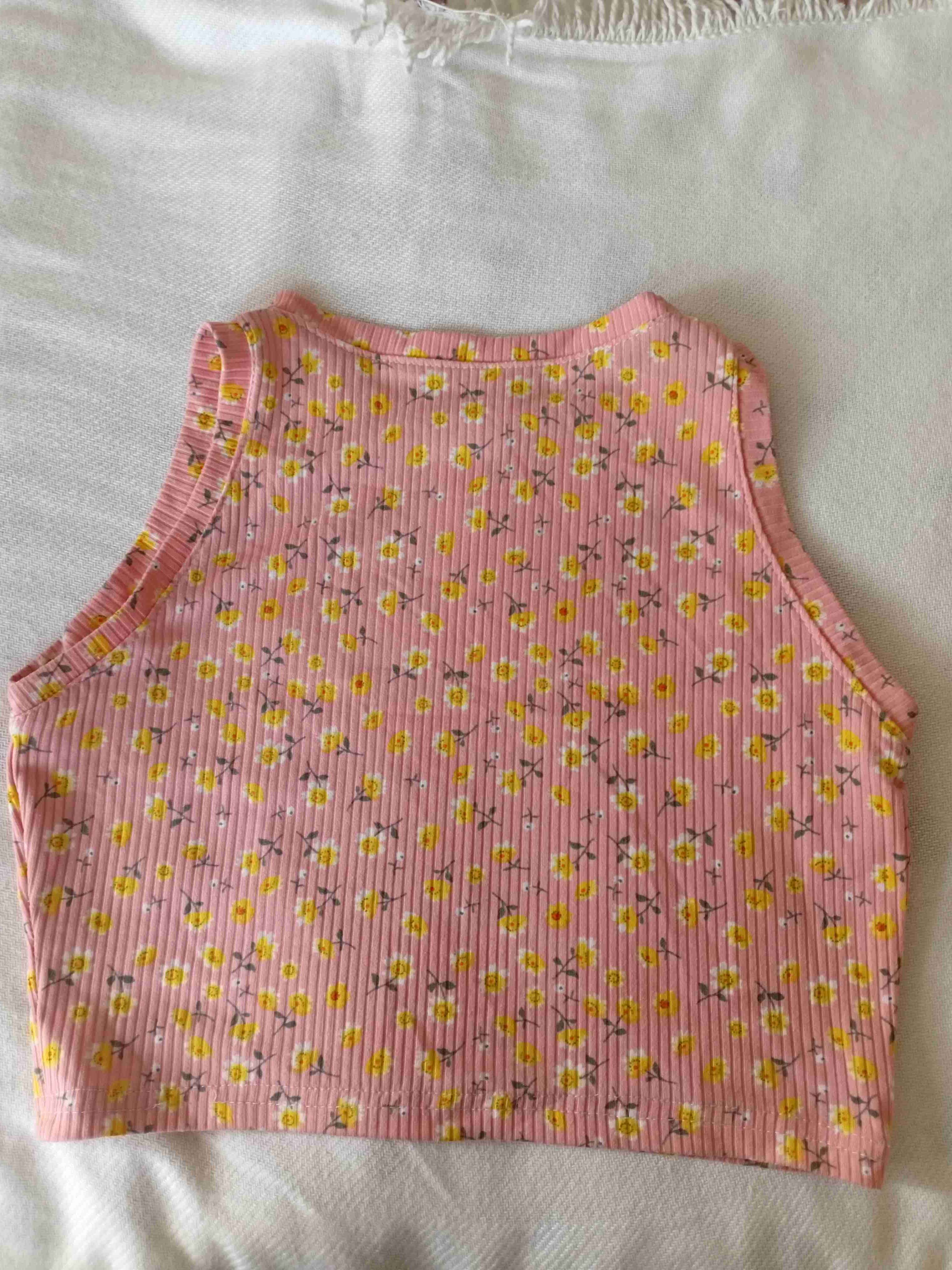 Cropped top floral rosado - miniatura 2