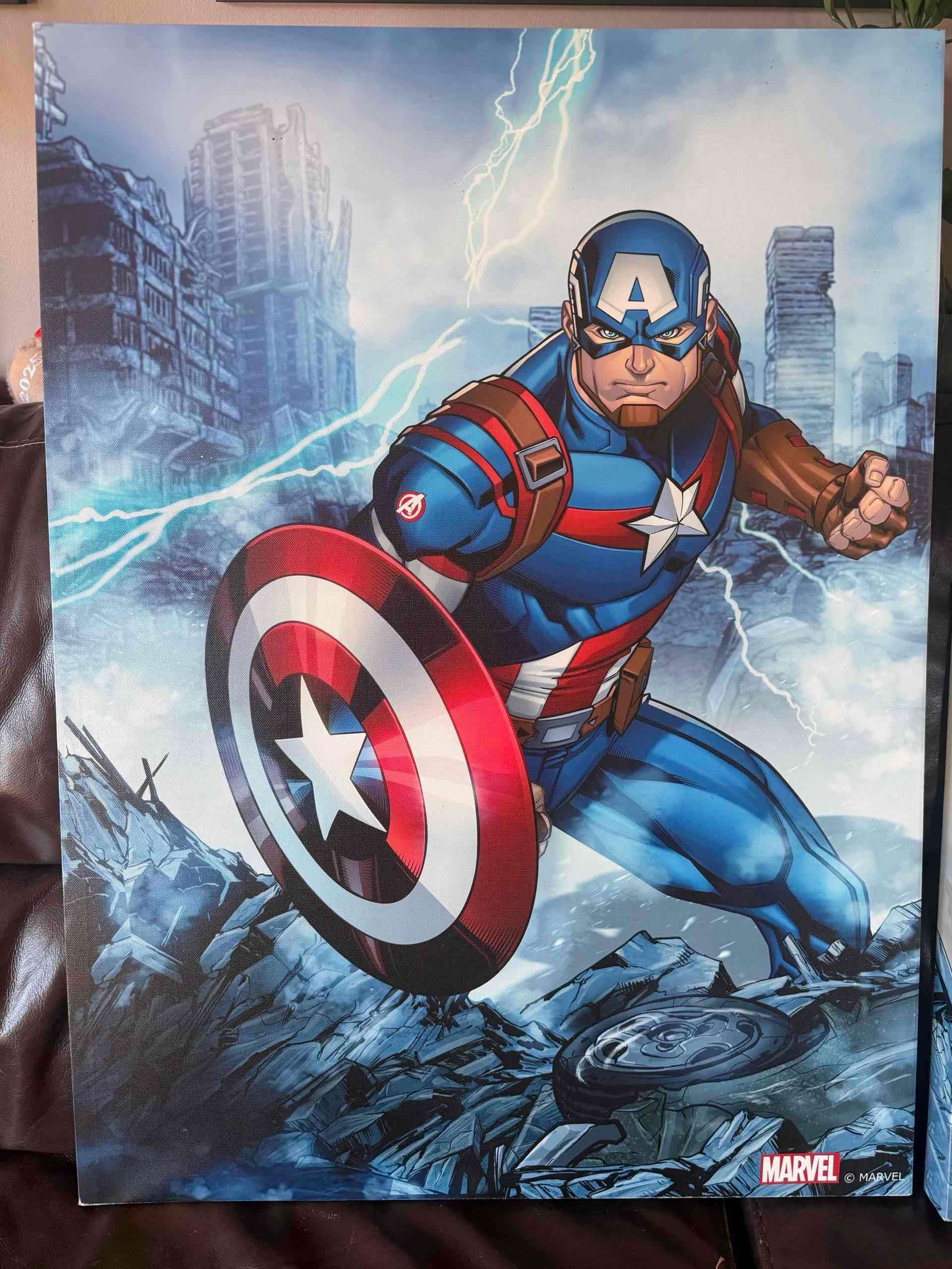 Lienzo de Capitán América y Máquina de guerra