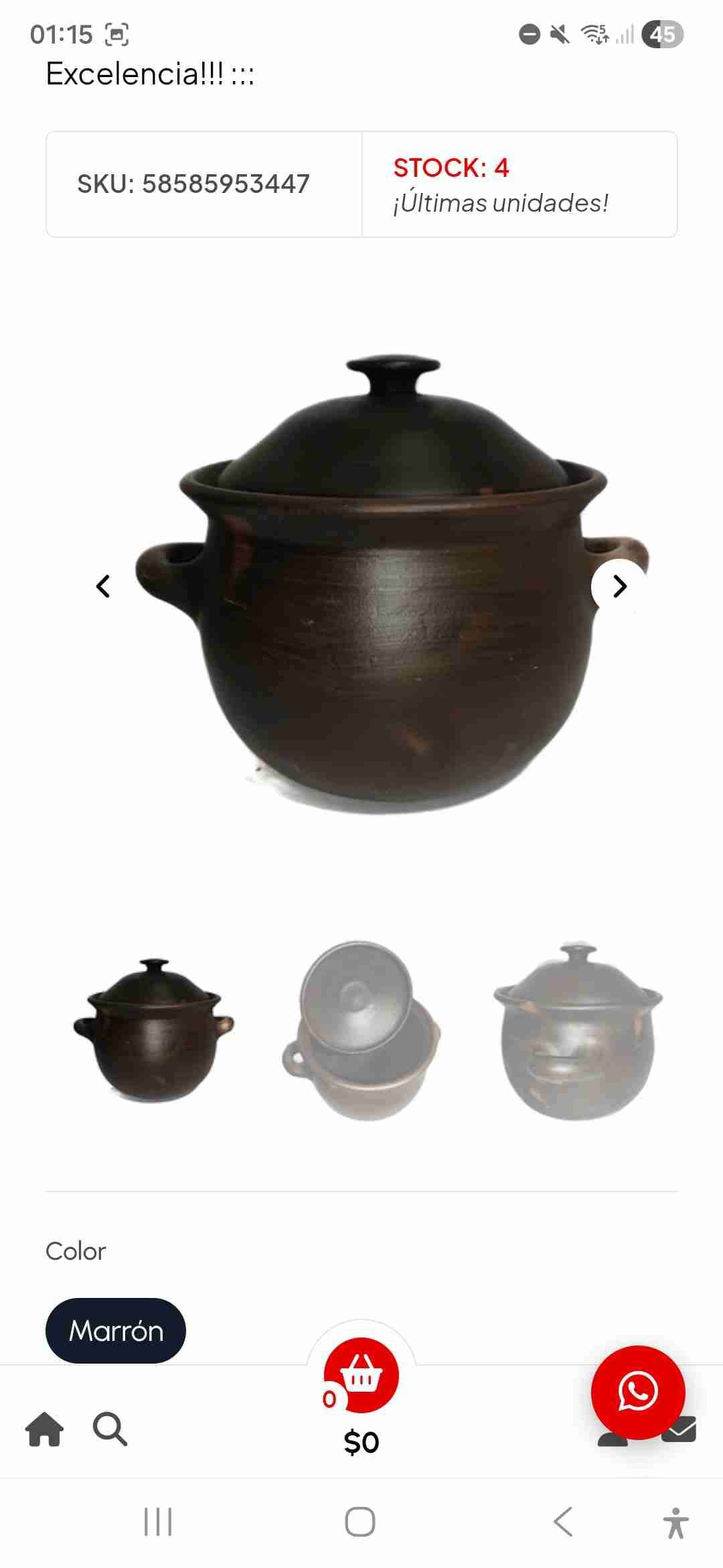 Olla de greda marrón con tapa - miniatura 2