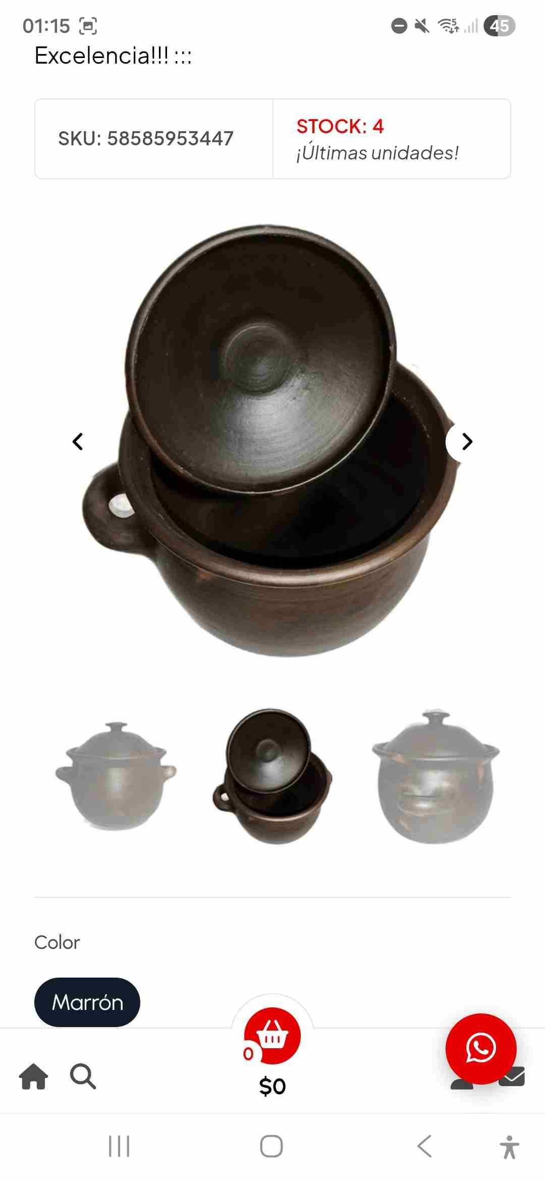 Olla de greda marrón con tapa - miniatura 3