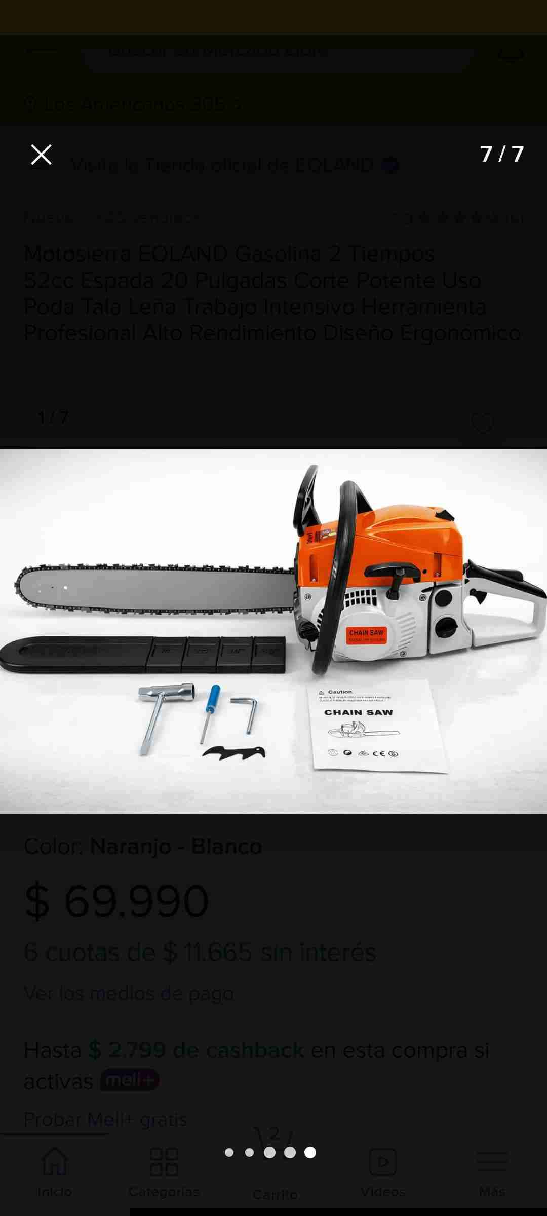 Motosierra Eoland gasolina 52cc - miniatura 4