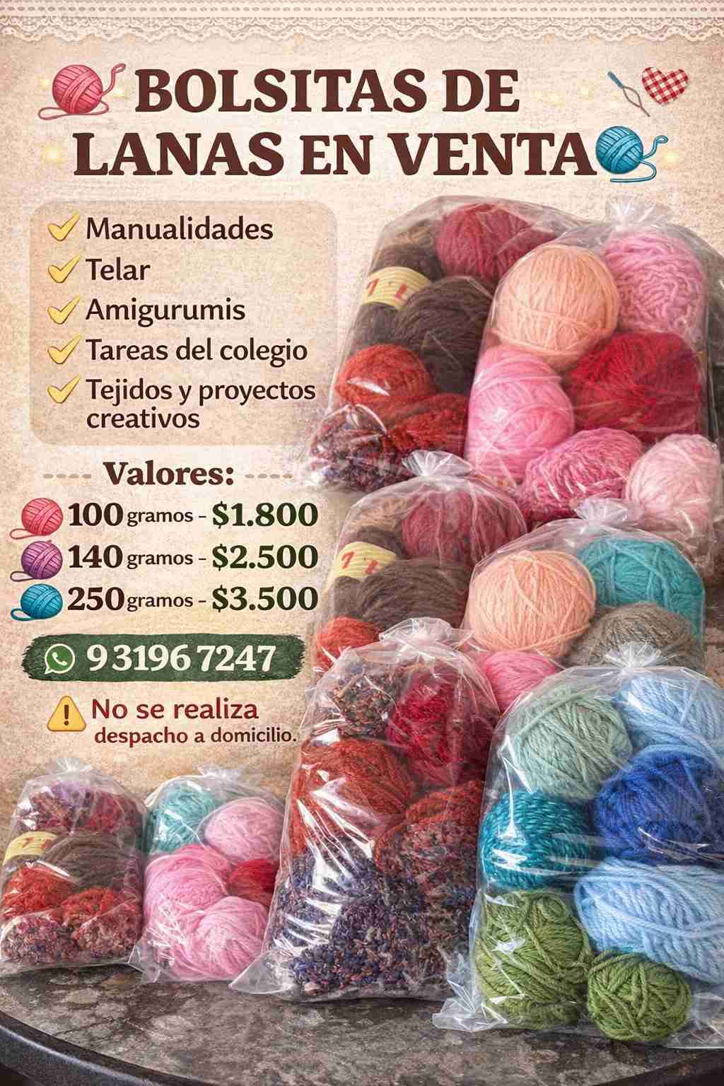 Bolsitas de lanas coloridas