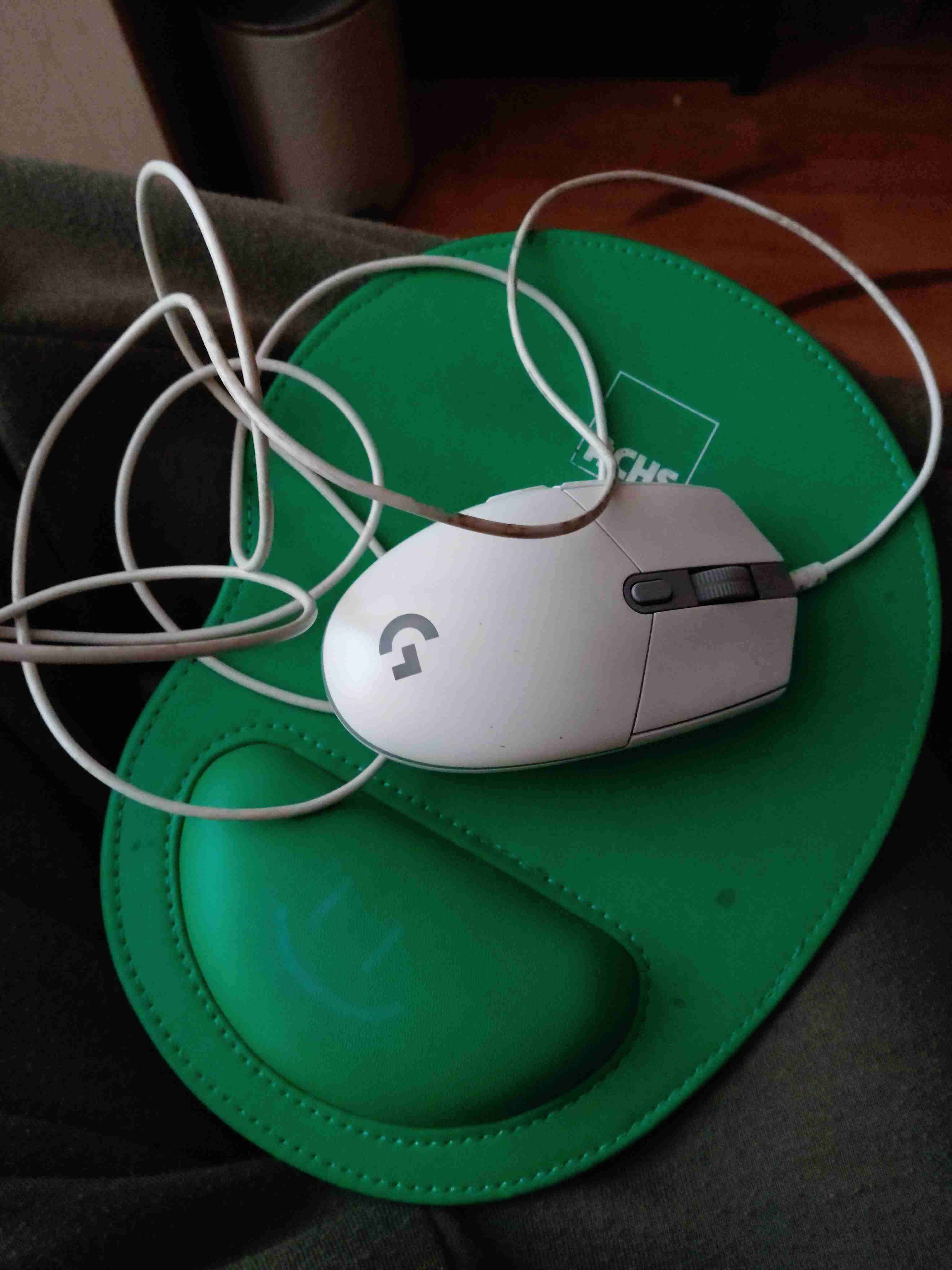 Mouse Logitech con alfombrilla verde